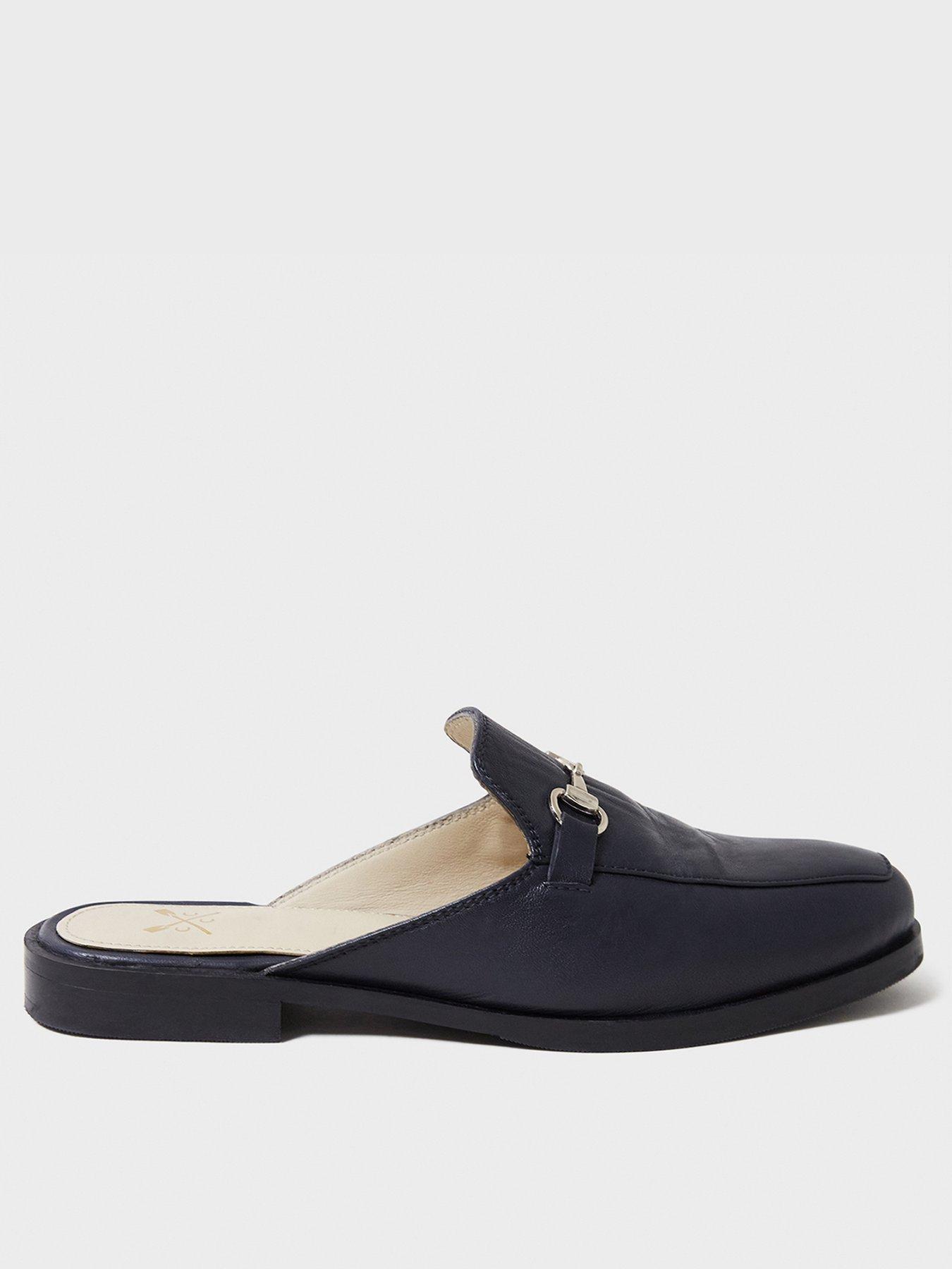 Navy store backless loafers