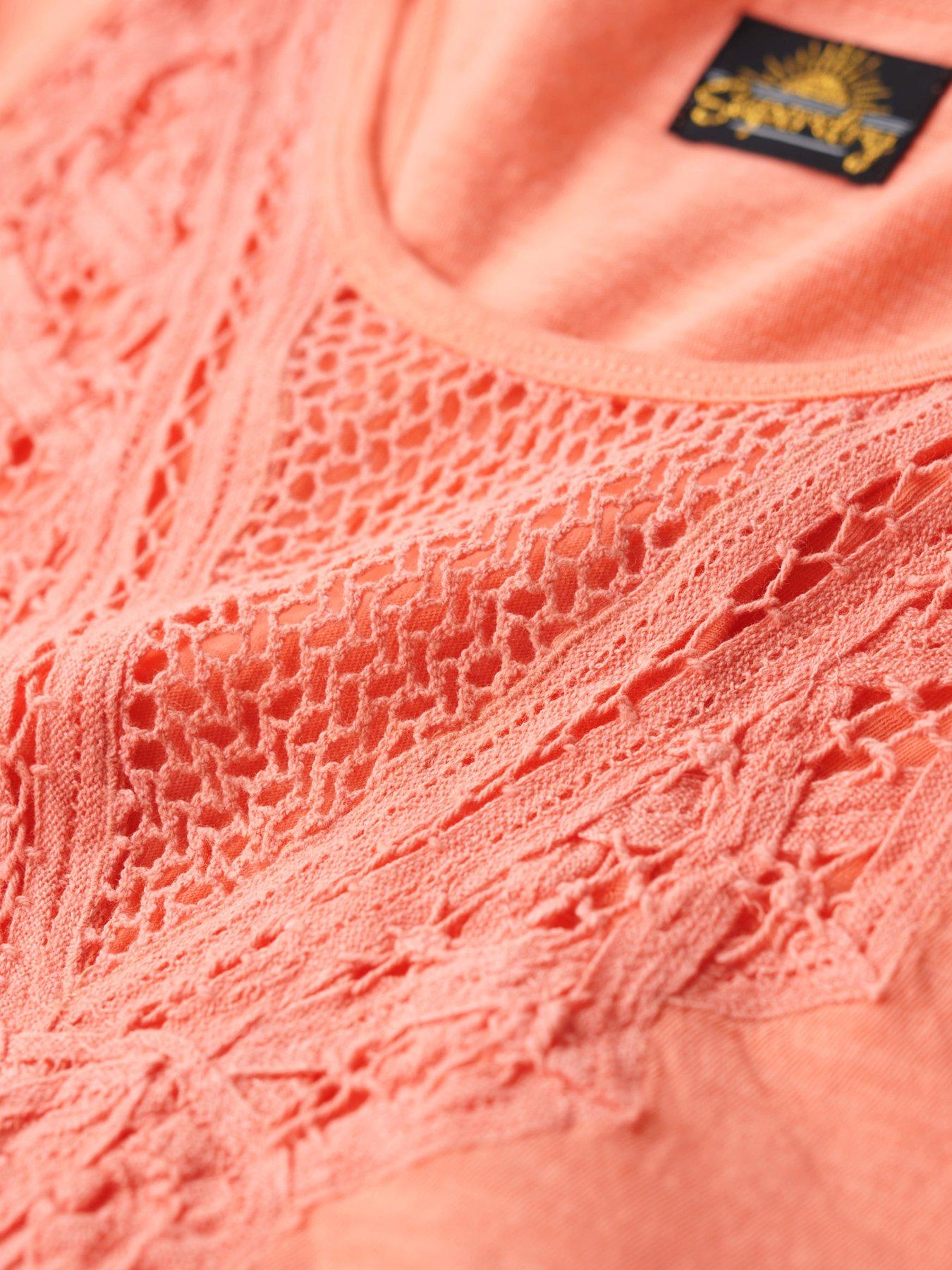 Image 5 of 6 of Superdry Jersey Lace Vest - Orange