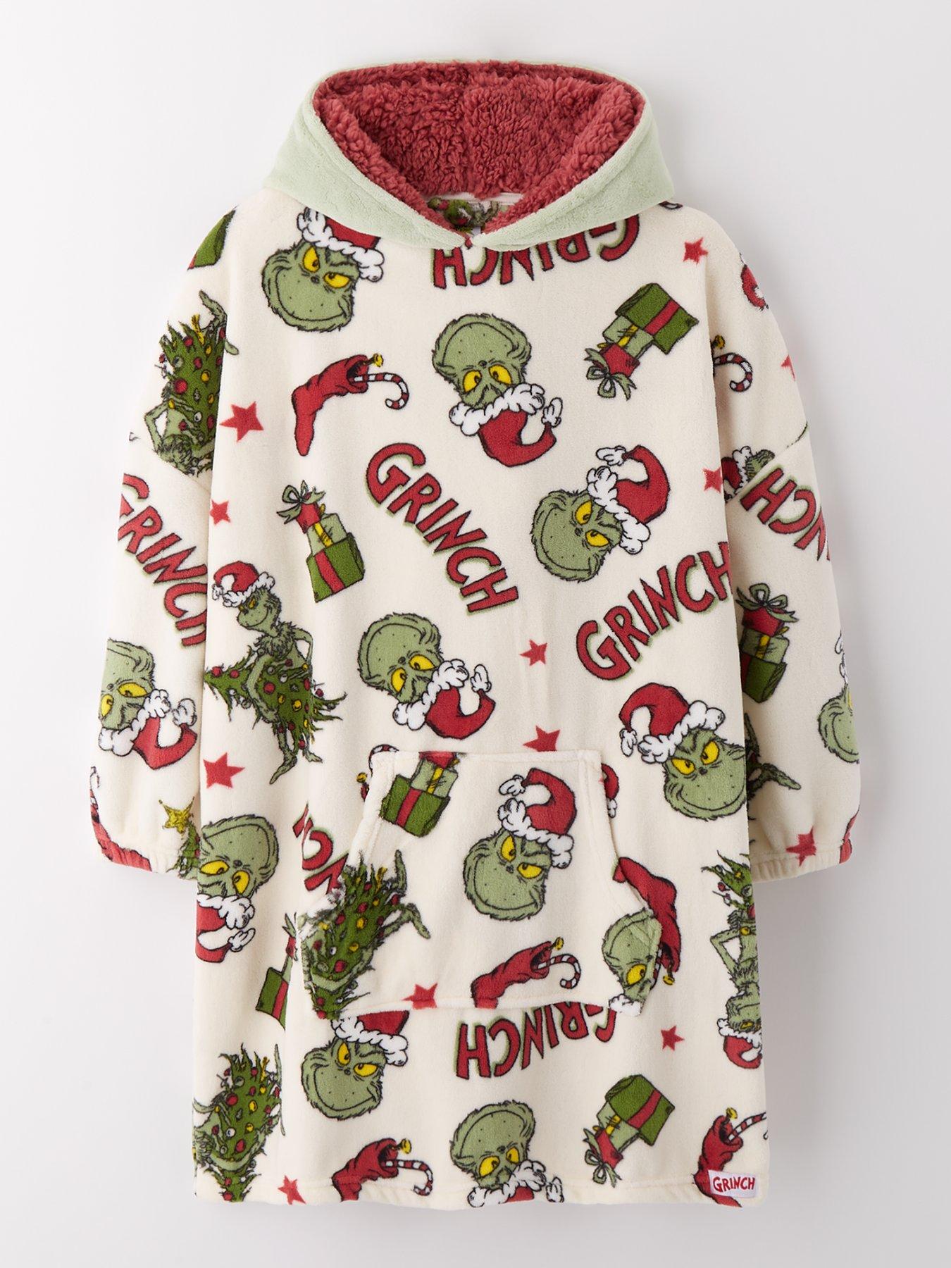 the-grinch-the-grinchunisex-kids-grinch-mini-me-fleece-hooded-blanket-multistillFront