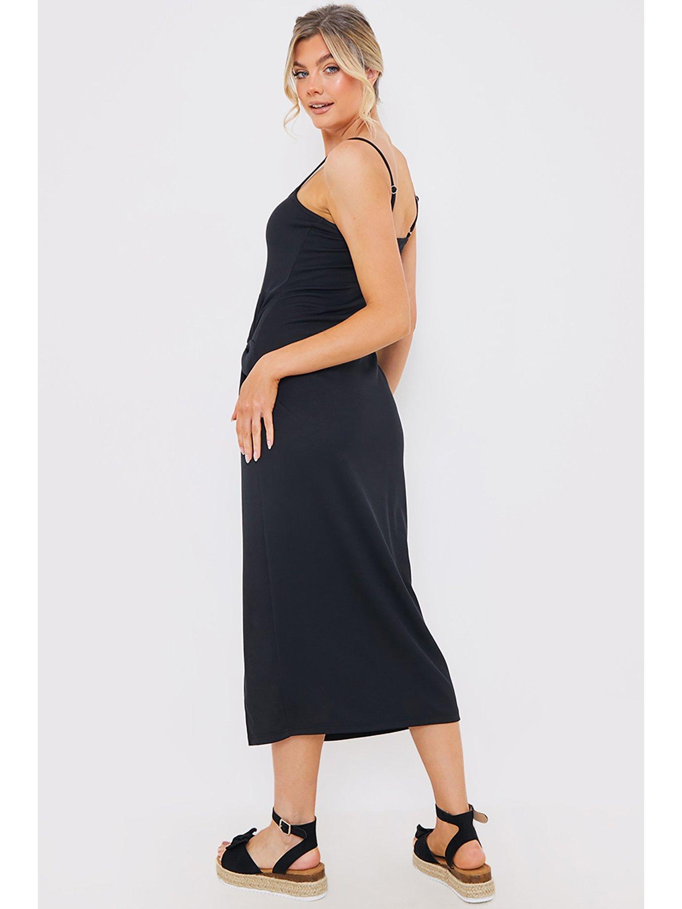 in-the-style-jac-jossa-black-ribbed-twist-detail-midi-dressstillFront