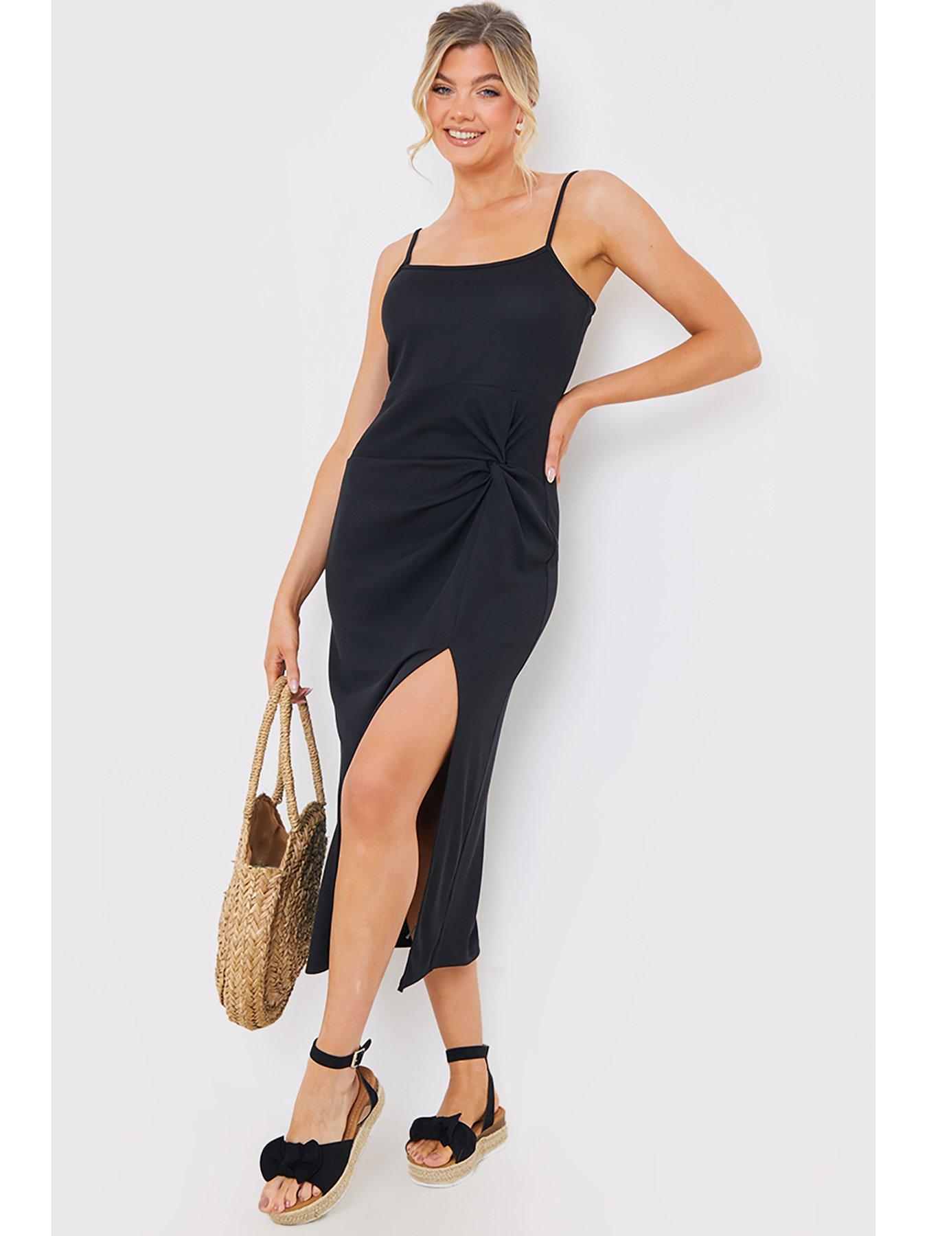 in-the-style-jac-jossa-black-ribbed-twist-detail-midi-dressback