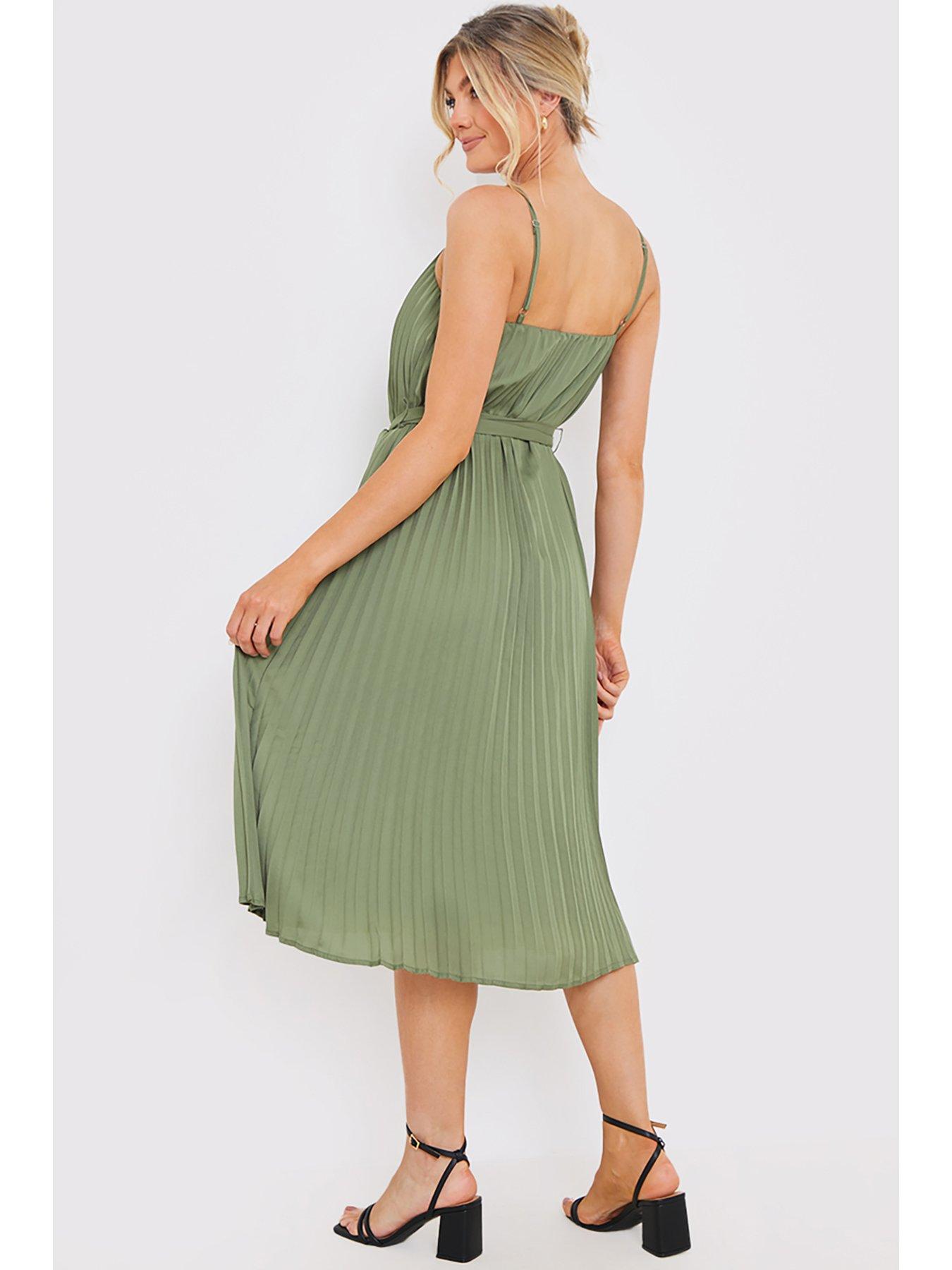 in-the-style-jac-jossa-green-pleated-belted-midi-dressstillFront