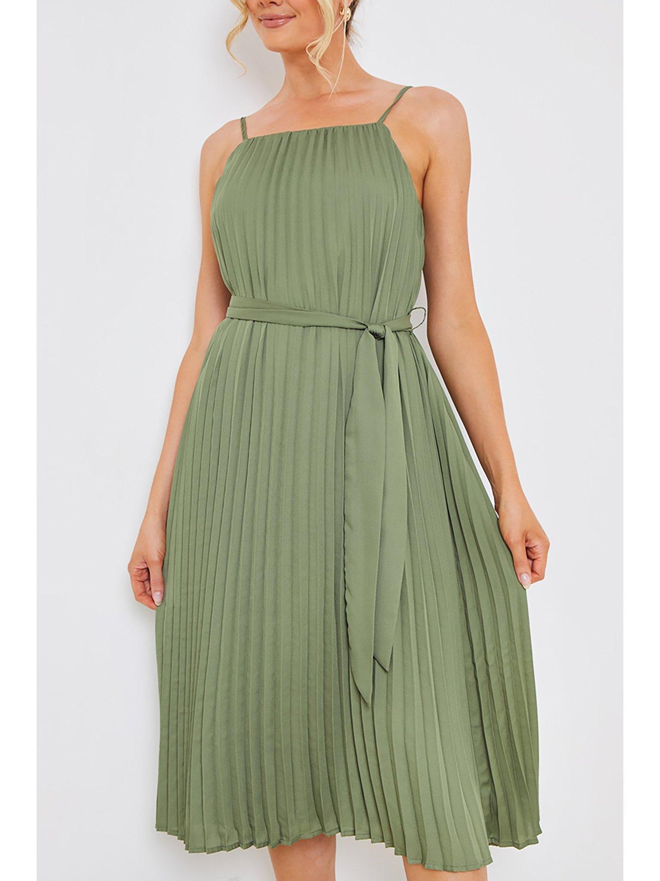 in-the-style-jac-jossa-green-pleated-belted-midi-dressoutfit