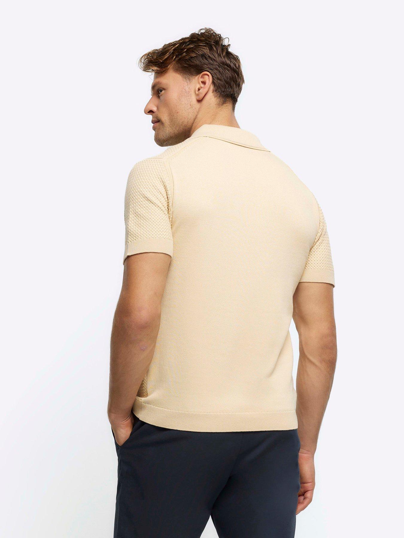 river-island-short-sleeve-textured-knitted-polo-shirt-yellowstillFront