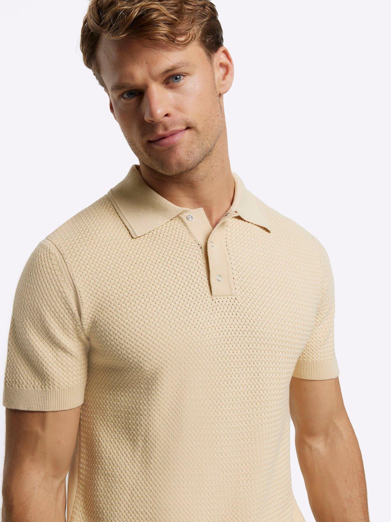 river-island-short-sleeve-textured-knitted-polo-shirt-yellowoutfit