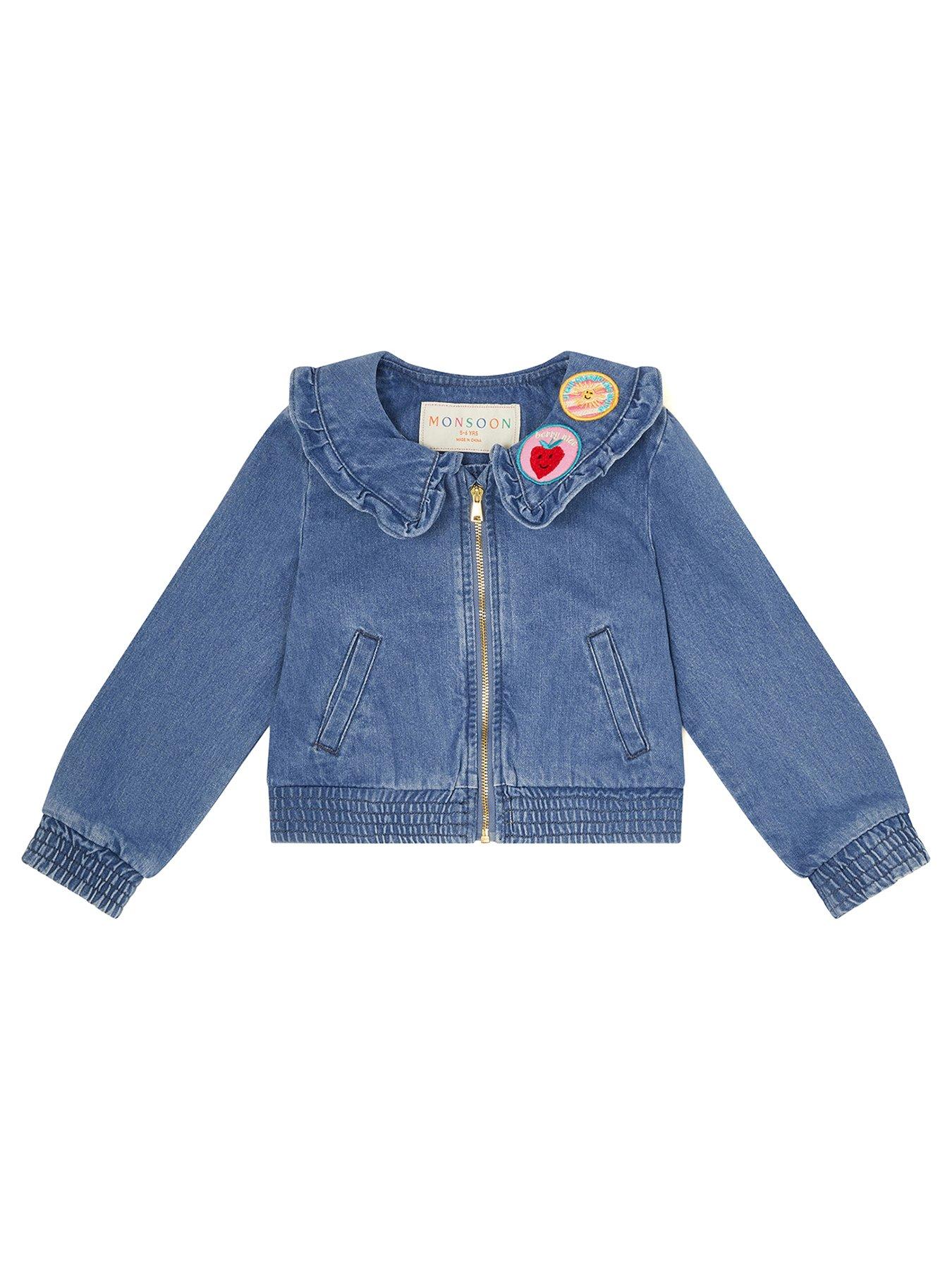 Only Kids Girls Varisty Denim Bomber Jacket Medium Blue Denim Very Ireland