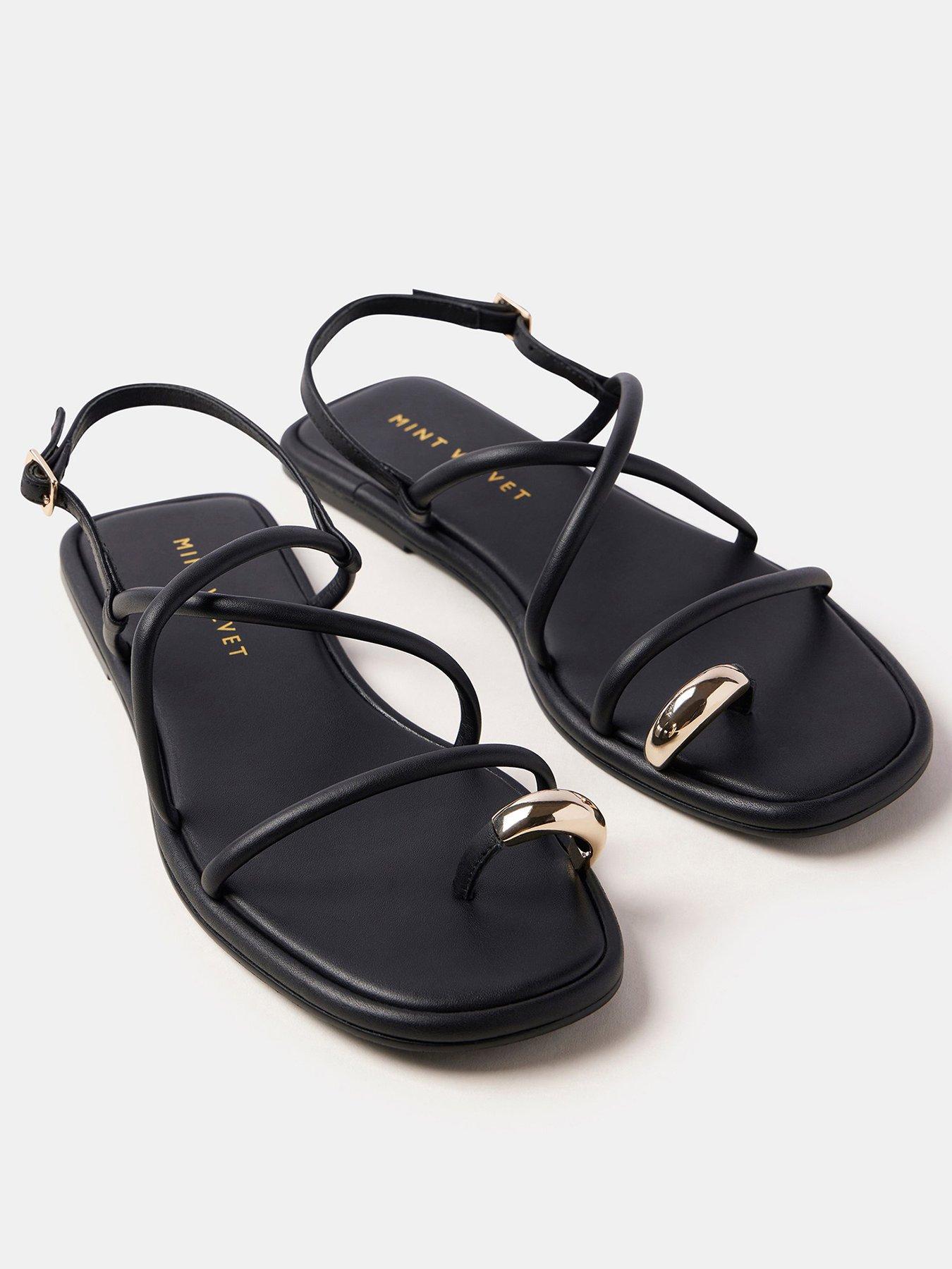 Peg Black Toe Post Sandals
