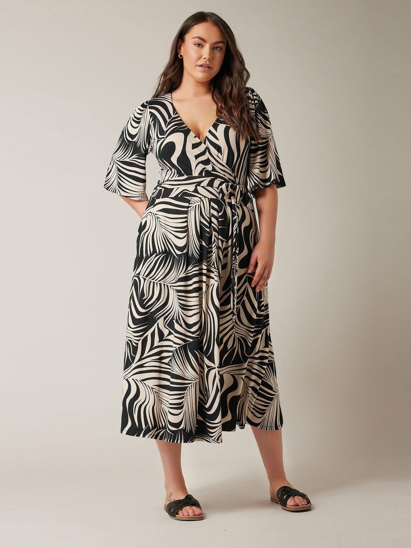 evans-angel-sleeve-wrap-dress-natural-black-palm