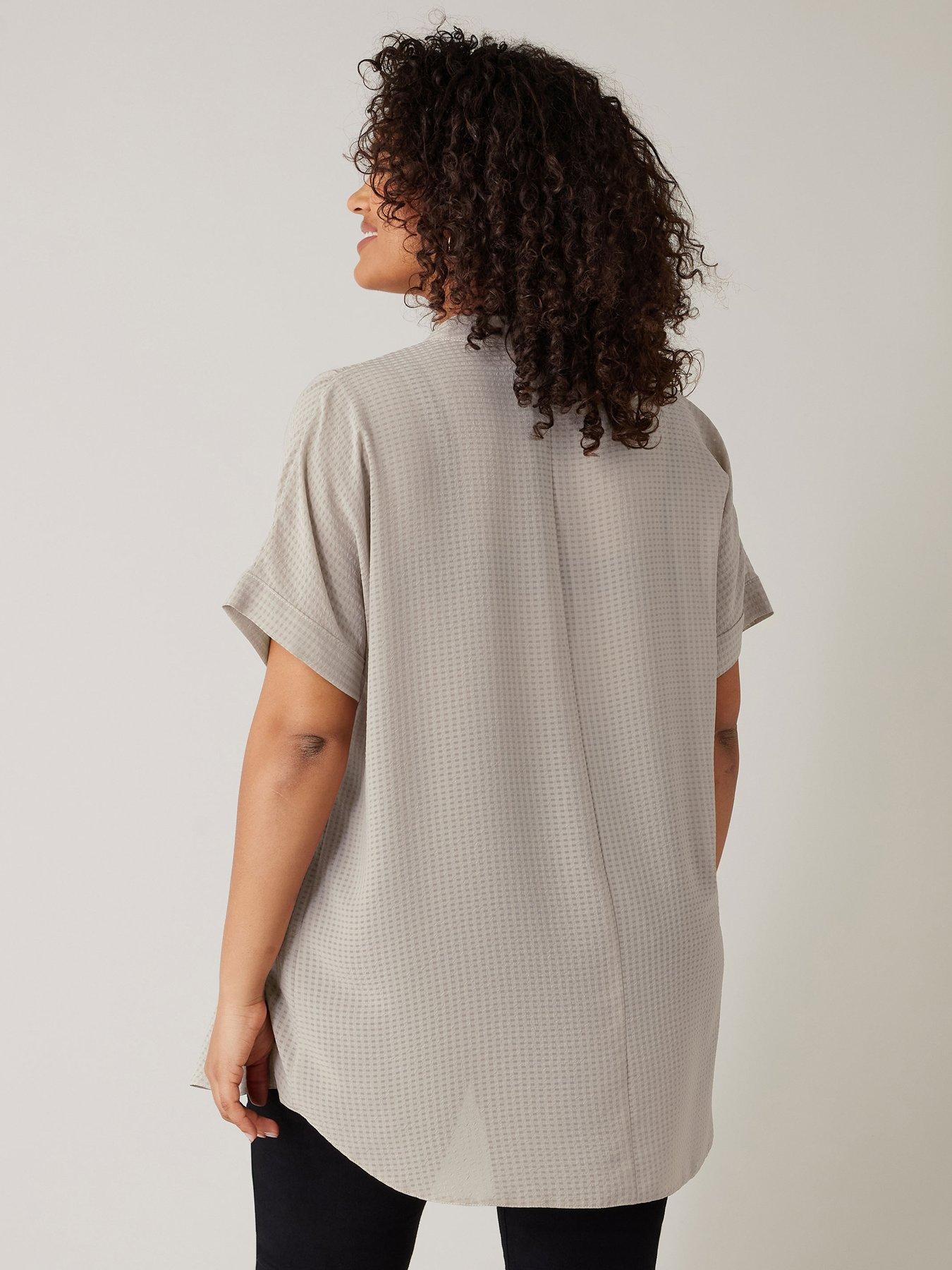 evans-half-placket-short-sleeve-blouse-naturalstillFront