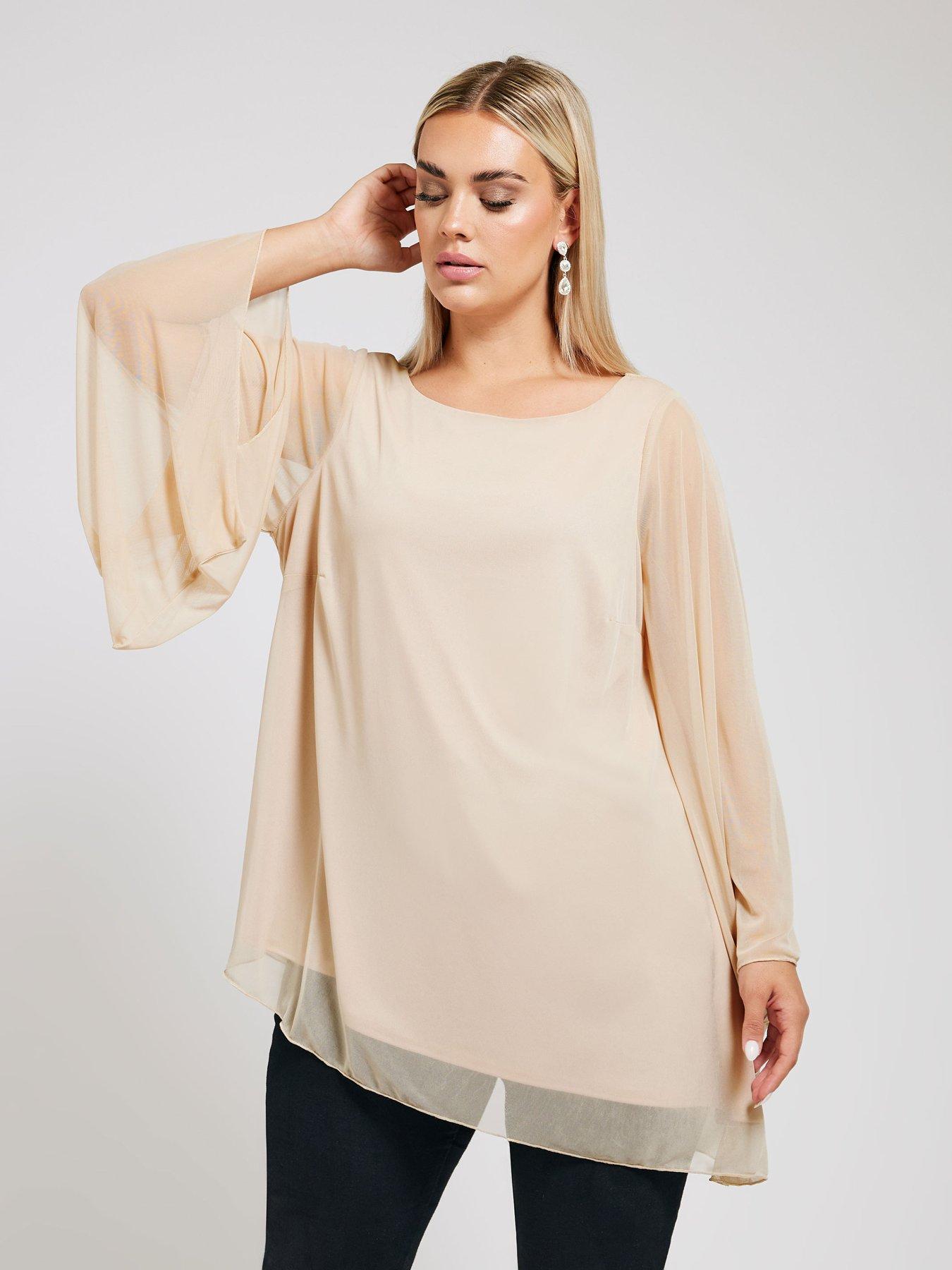 yours-curve-long-sleeve-asymmetric-hem-blouse-natural