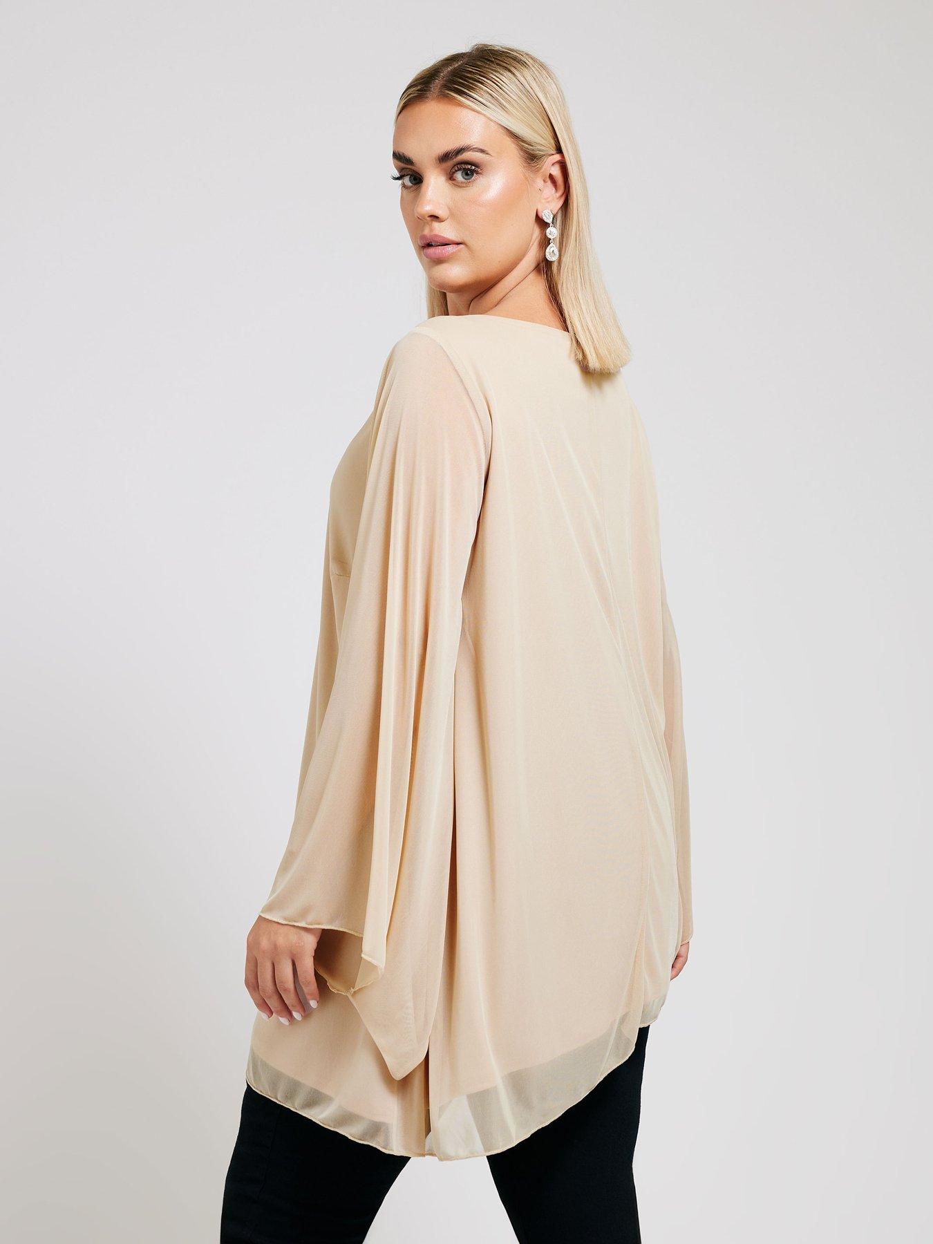 yours-curve-long-sleeve-asymmetric-hem-blouse-naturalstillFront