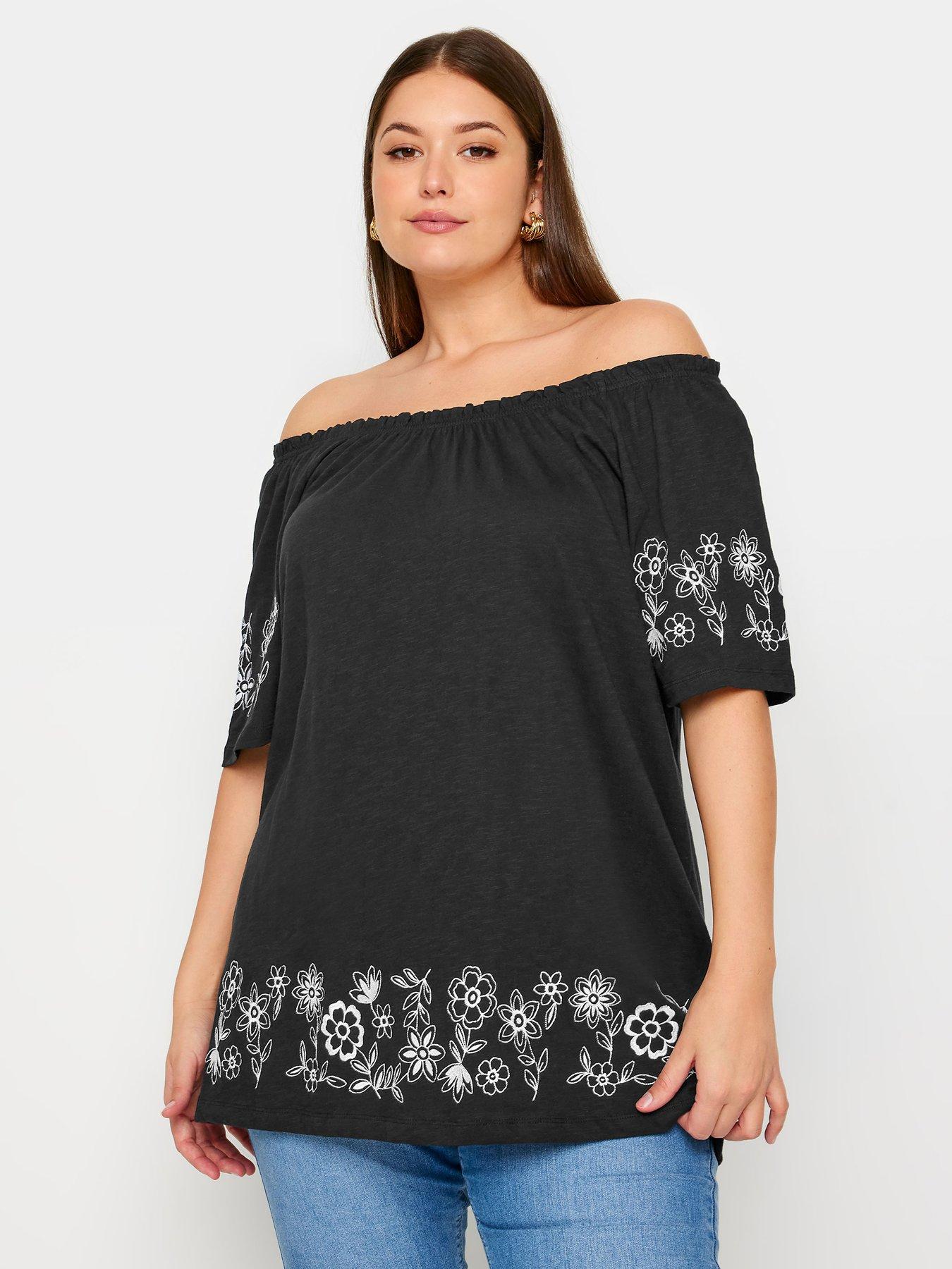 yours-curve-embroidered-bardot-black