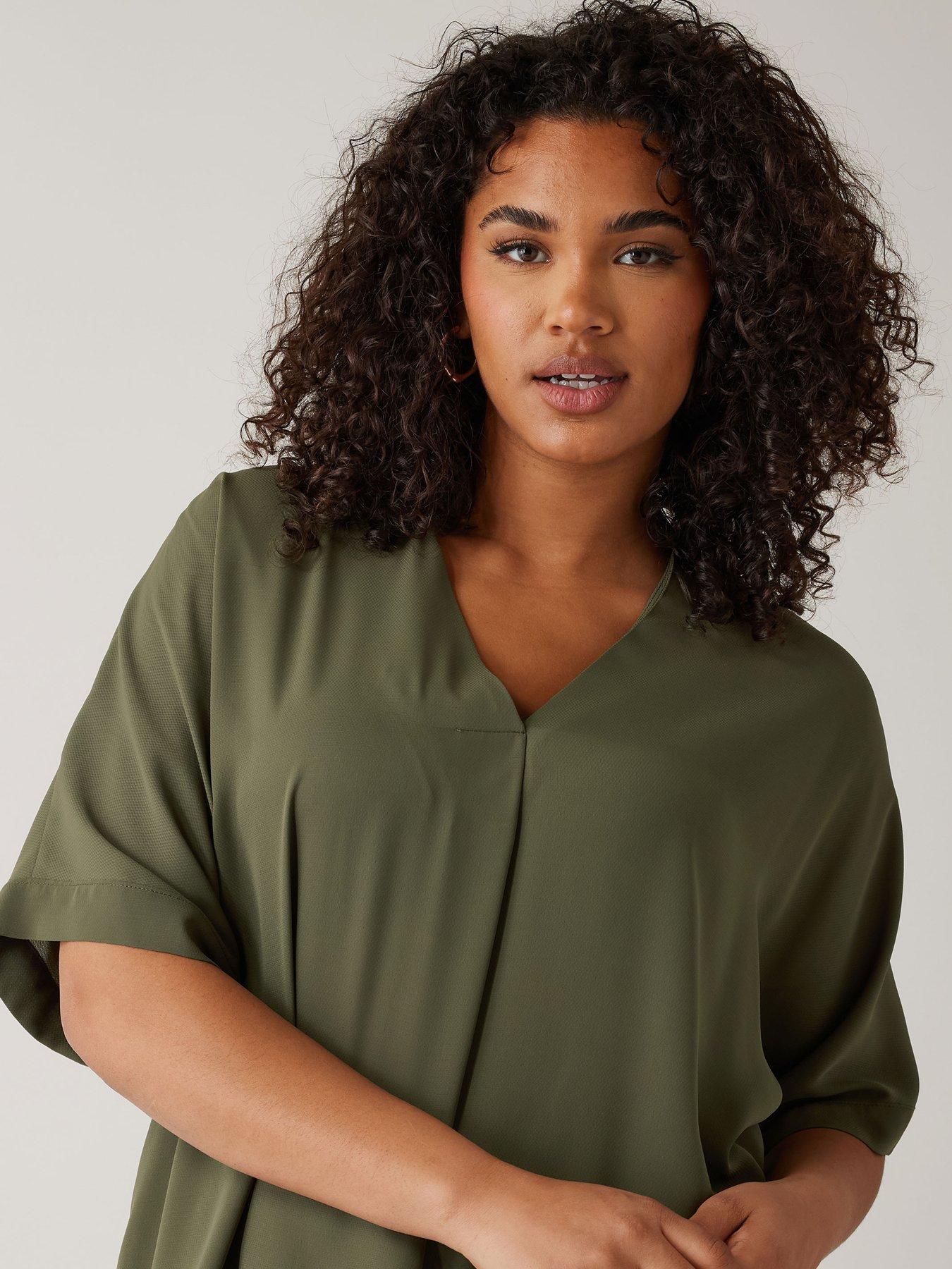 evans-v-neck-blouse-greenoutfit