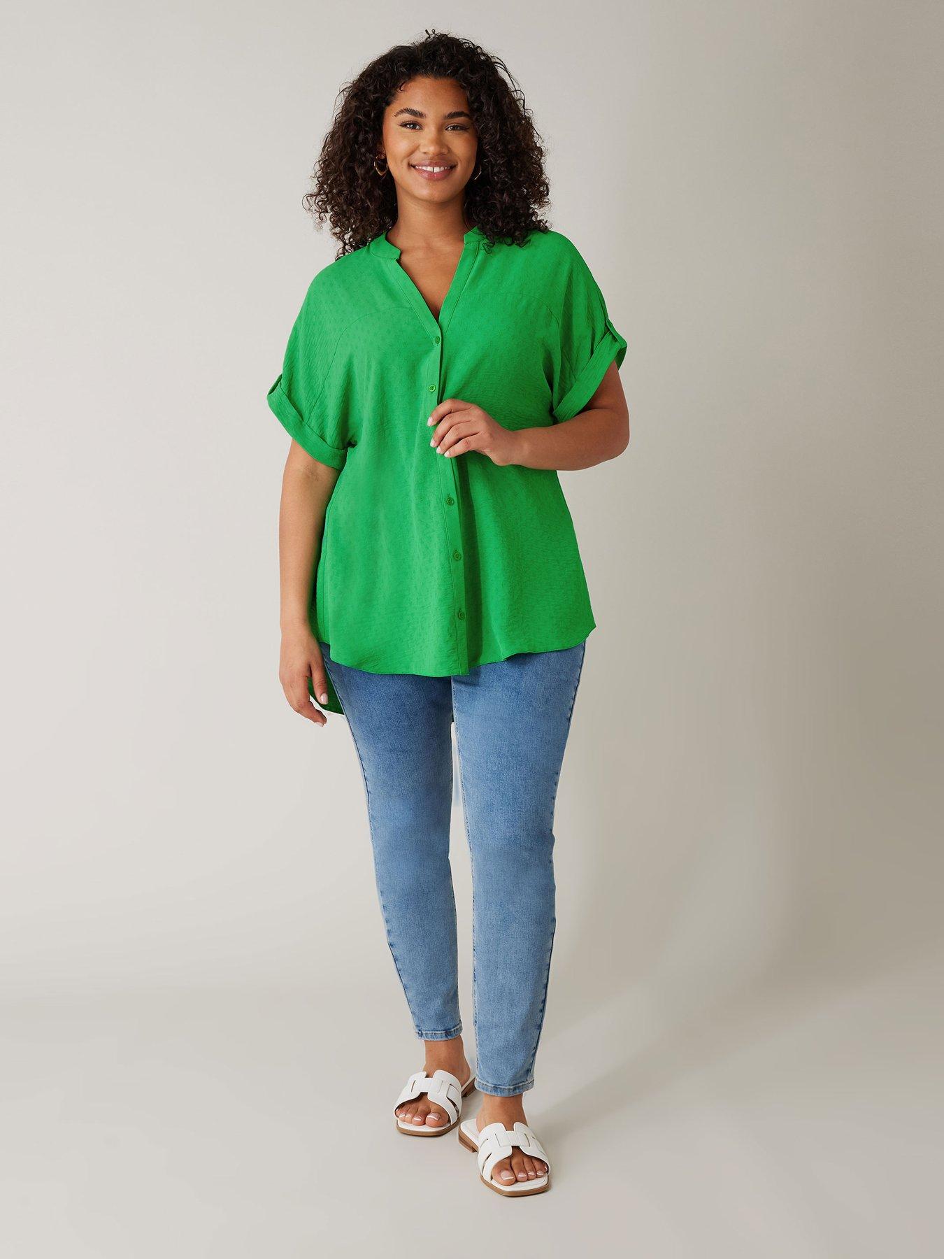 evans-yoke-button-thru-grown-on-sleeve-blouse-greenback