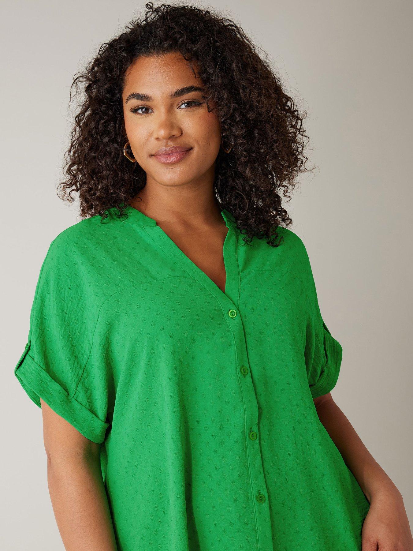 evans-yoke-button-thru-grown-on-sleeve-blouse-greenoutfit