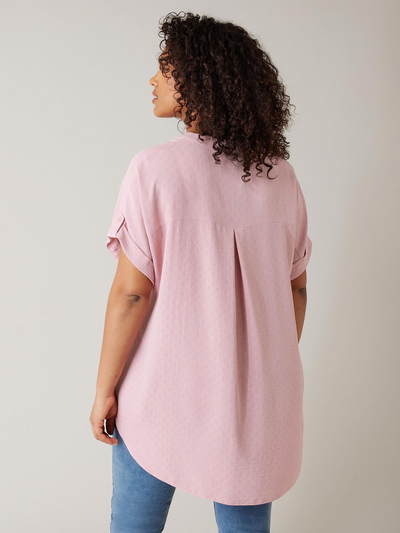 evans-yoke-button-thru-grown-on-sleeve-blouse-pinkstillFront