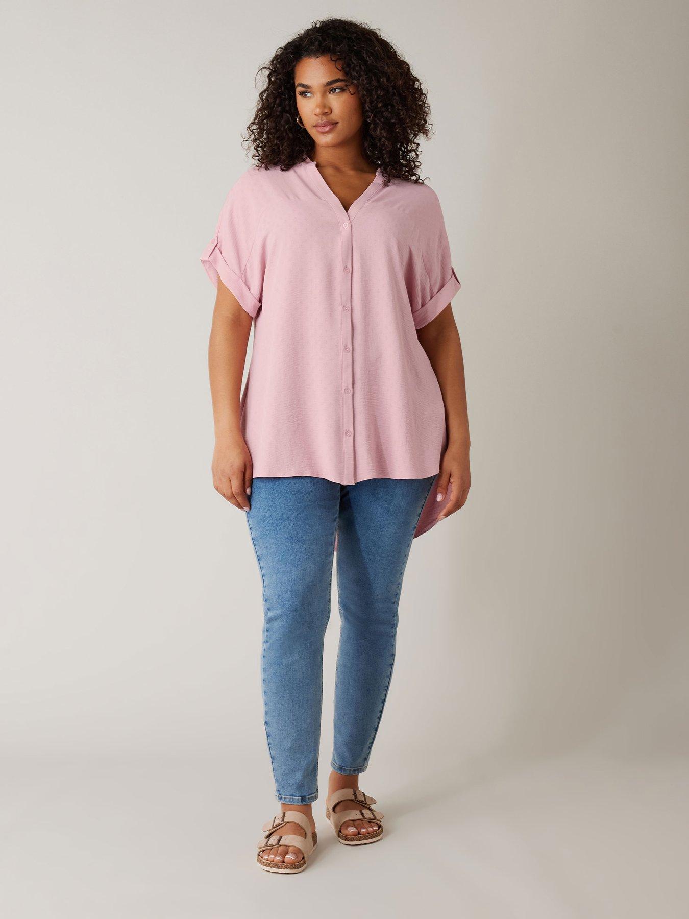 evans-yoke-button-thru-grown-on-sleeve-blouse-pinkback