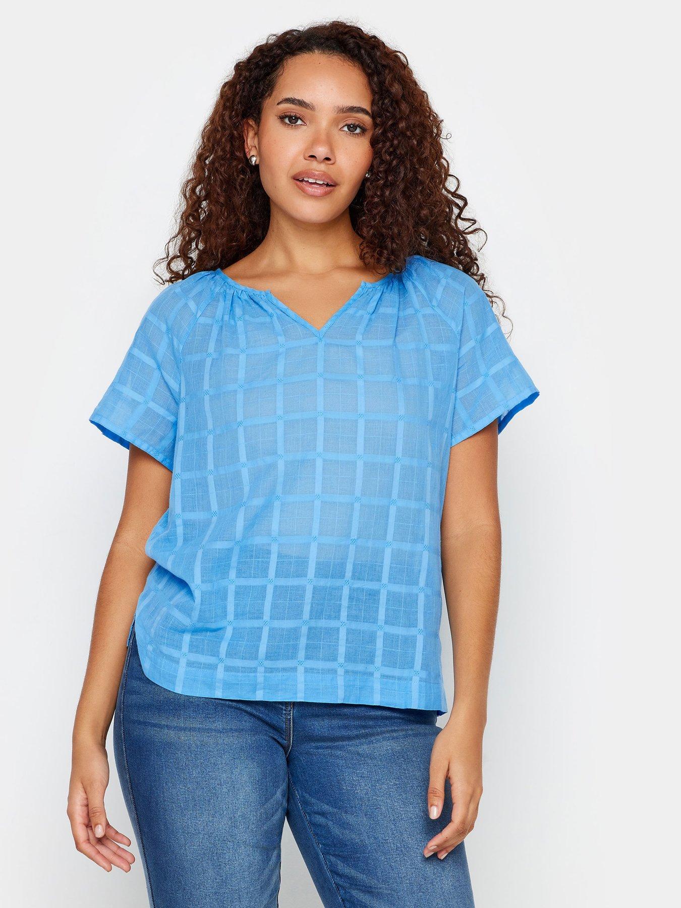 mco-azure-blue-notch-neck-dobby-top