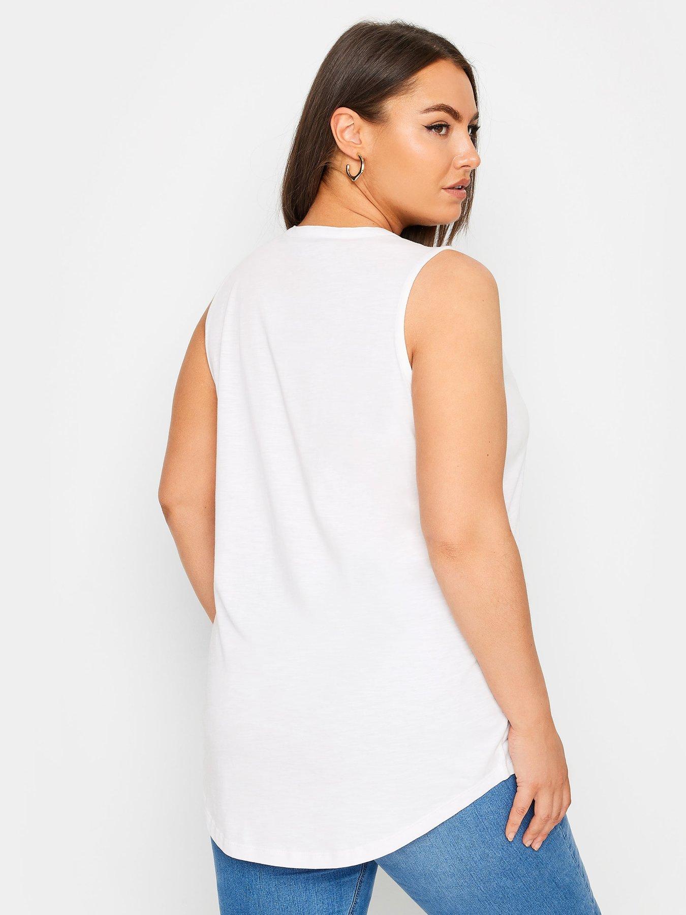 yours-curve-sleeveless-pintuck-henley-whitestillFront