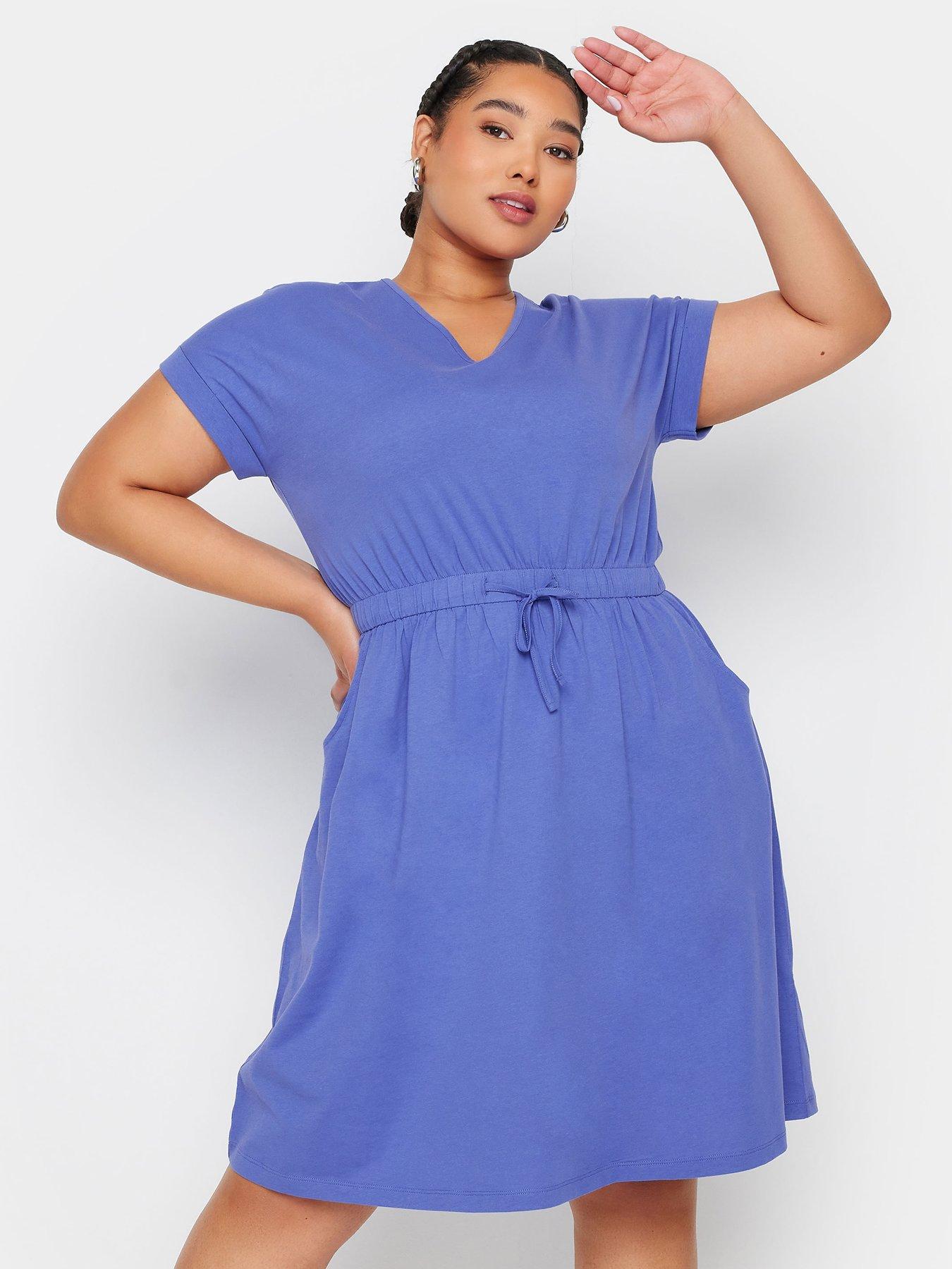 yours-curve-drawcord-t-shirt-dress-iris-bluefront