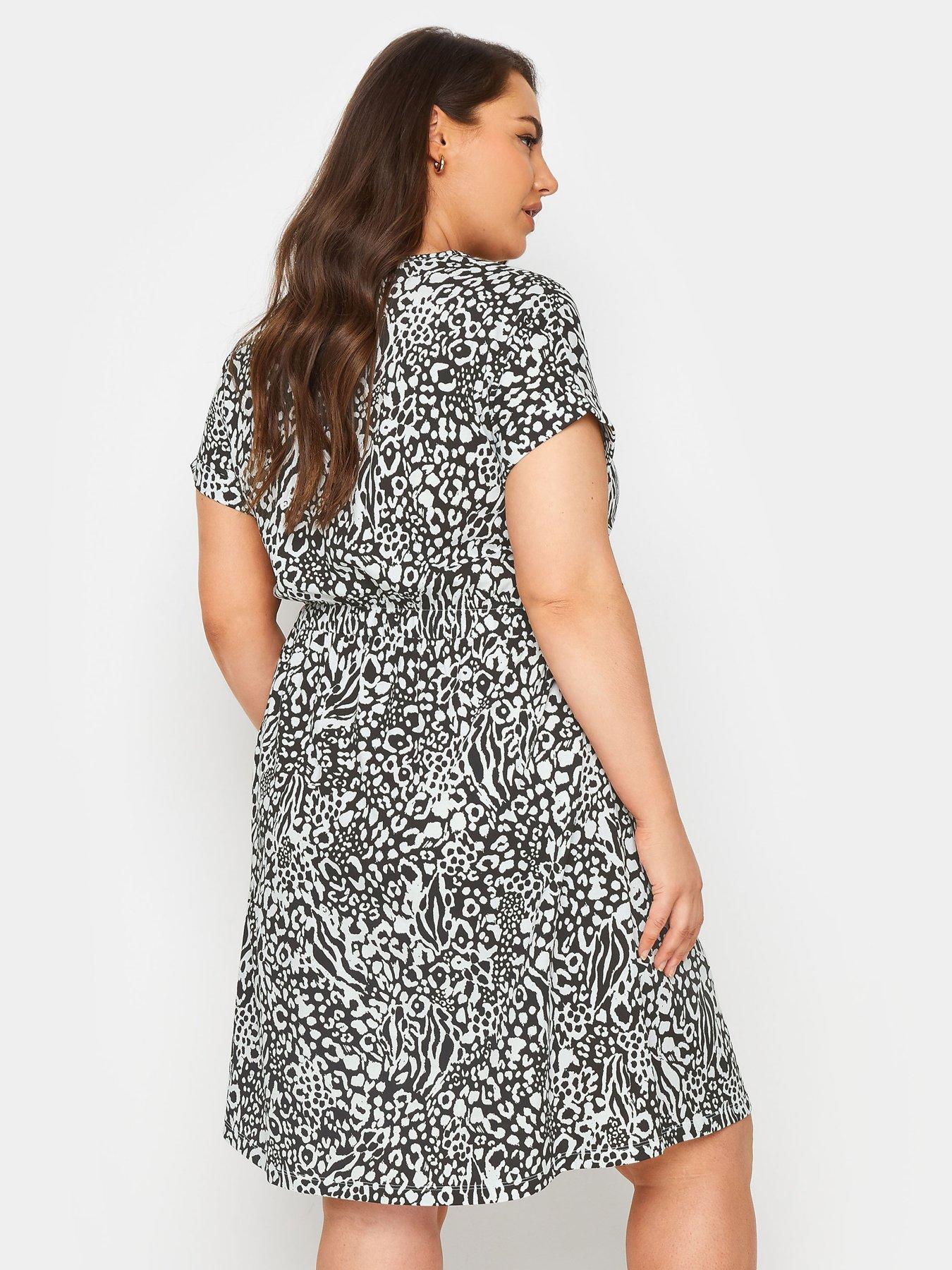 yours-curve-animal-print-t-shirt-dress-blackstillFront