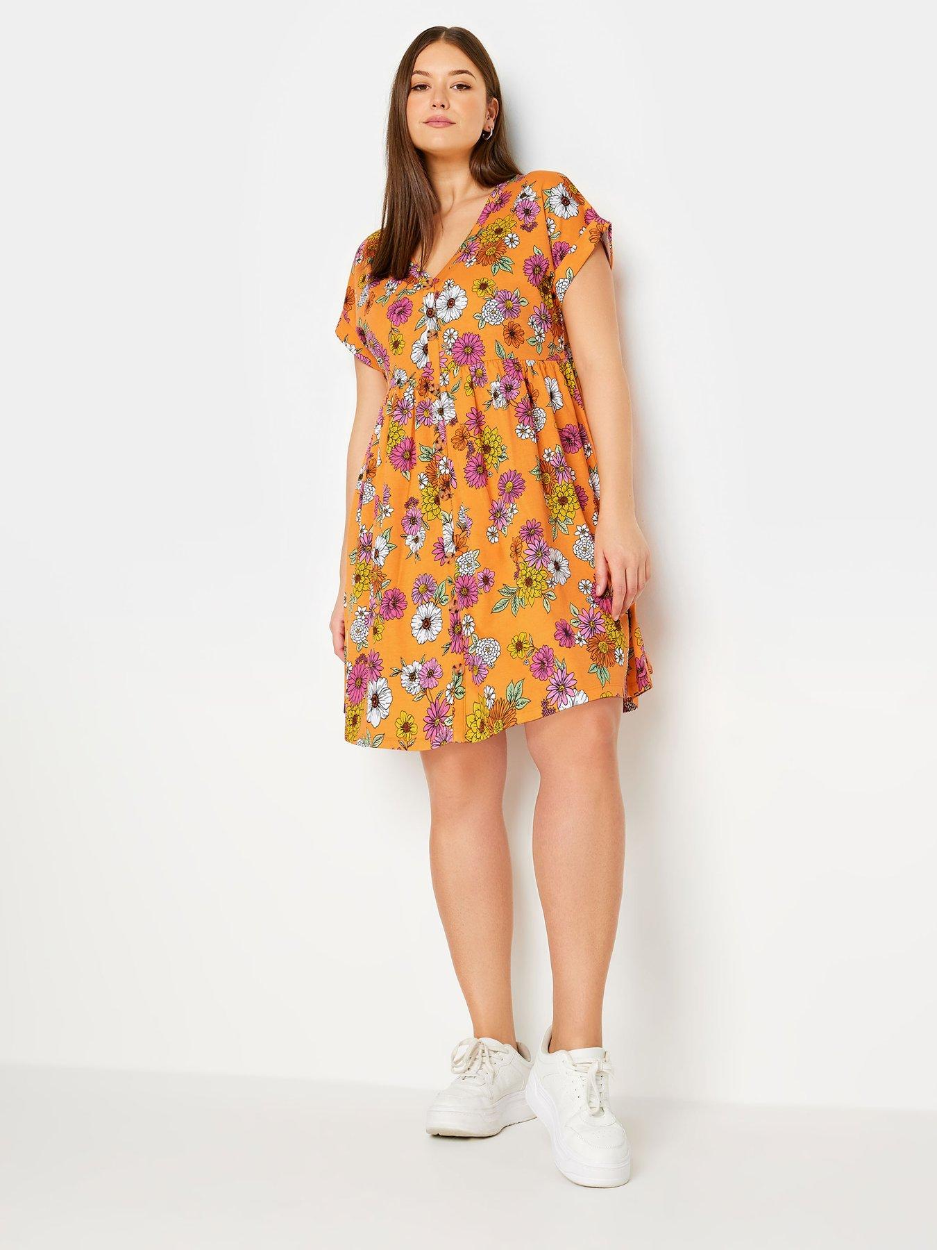 yours-curve-button-front-smock-dress-orangeback