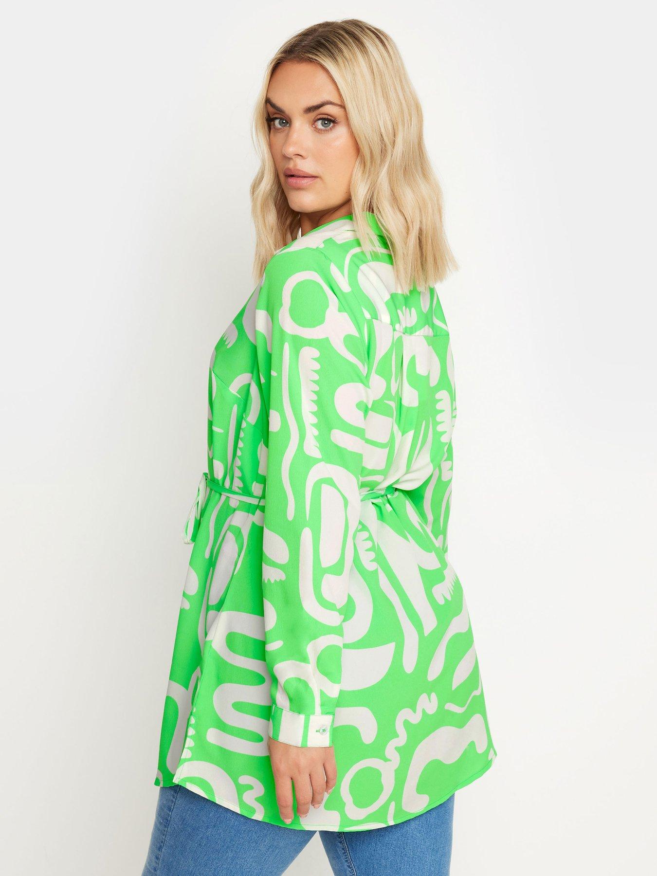 yours-curve-longline-shirt-green-abstractstillFront