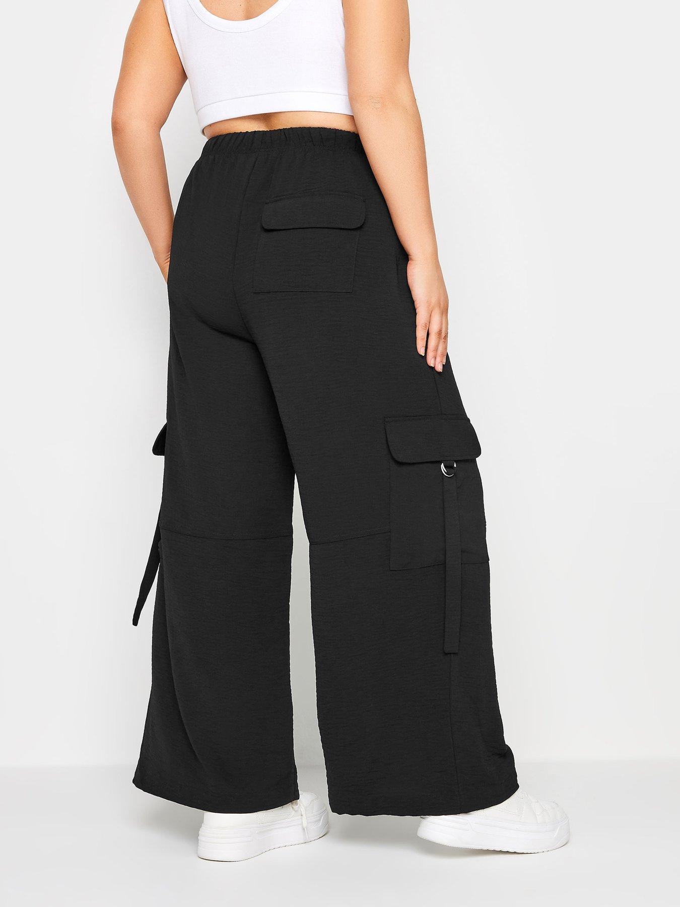 yours-curve-washed-twill-d-ring-wide-leg-trouser-blackstillFront