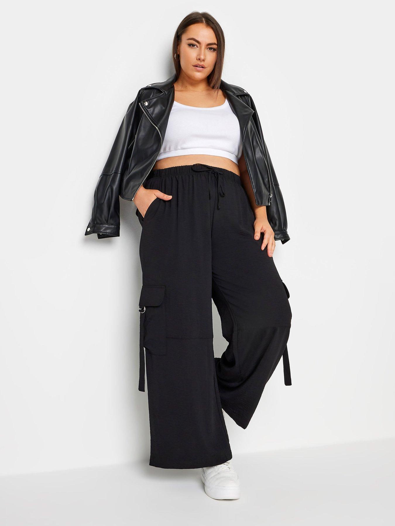 yours-curve-washed-twill-d-ring-wide-leg-trouser-blackback