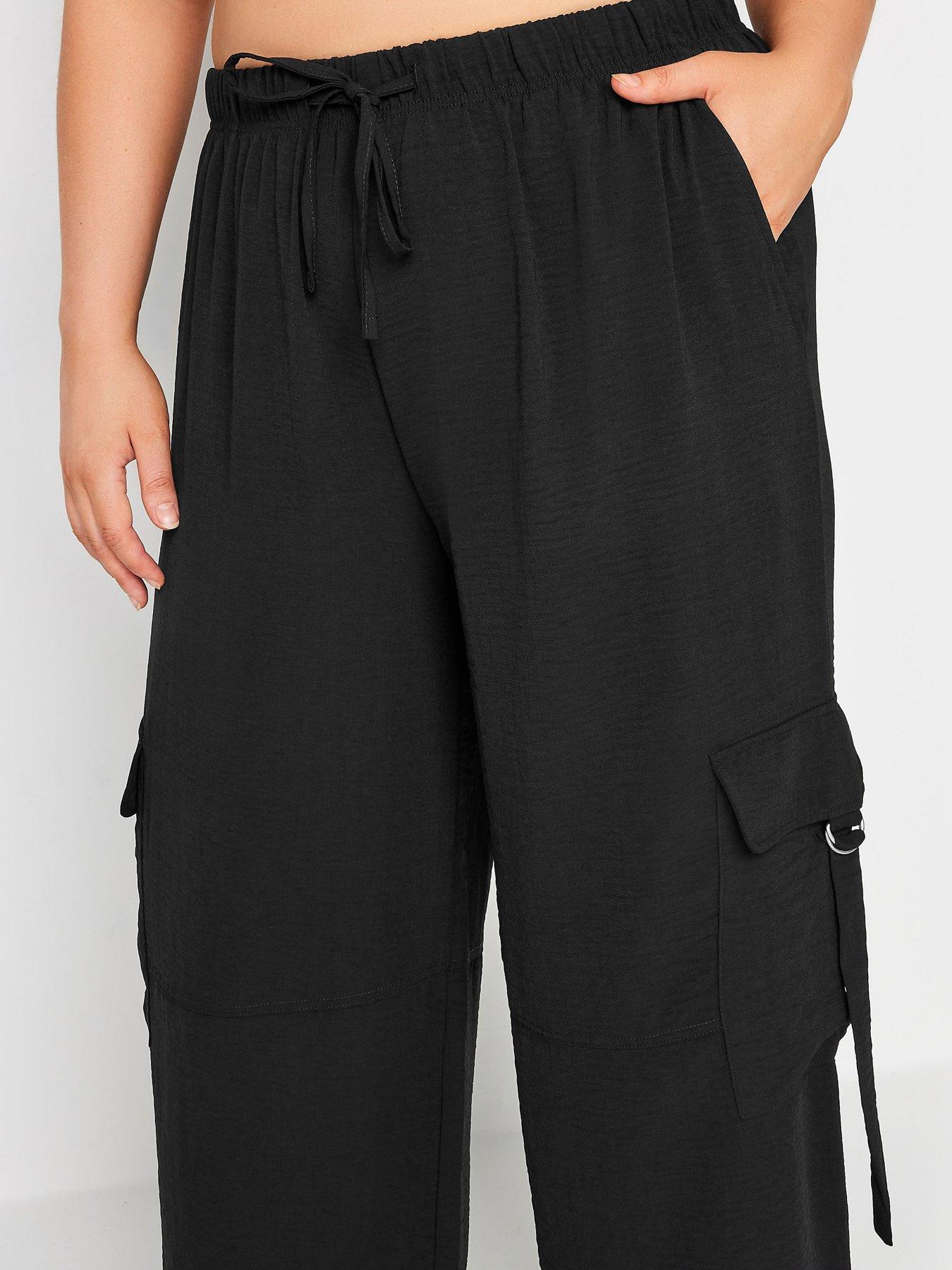 yours-curve-washed-twill-d-ring-wide-leg-trouser-blackoutfit