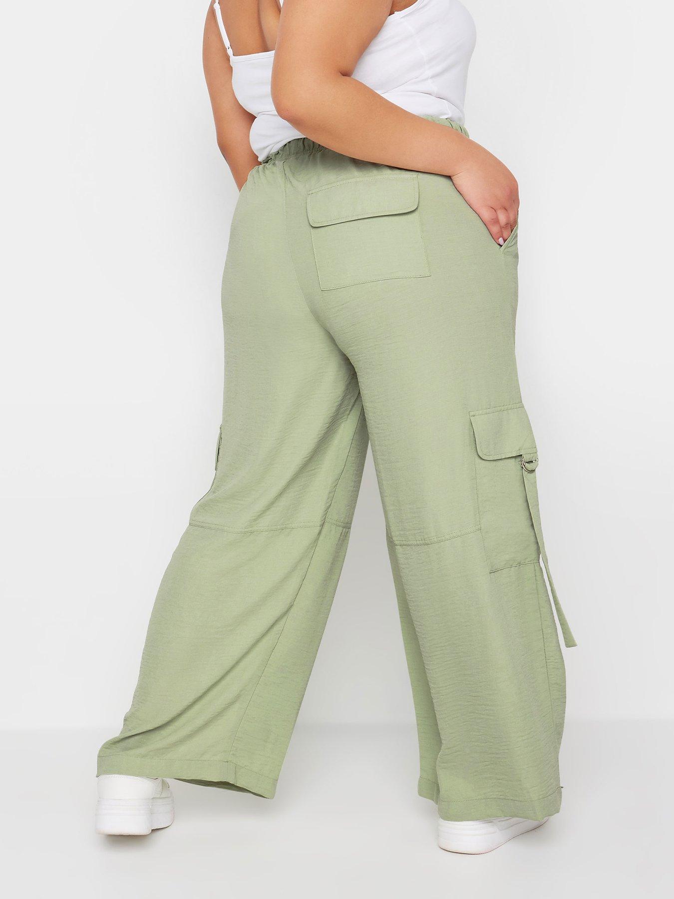 yours-curve-washed-twill-d-ring-wide-leg-trouser-sagestillFront