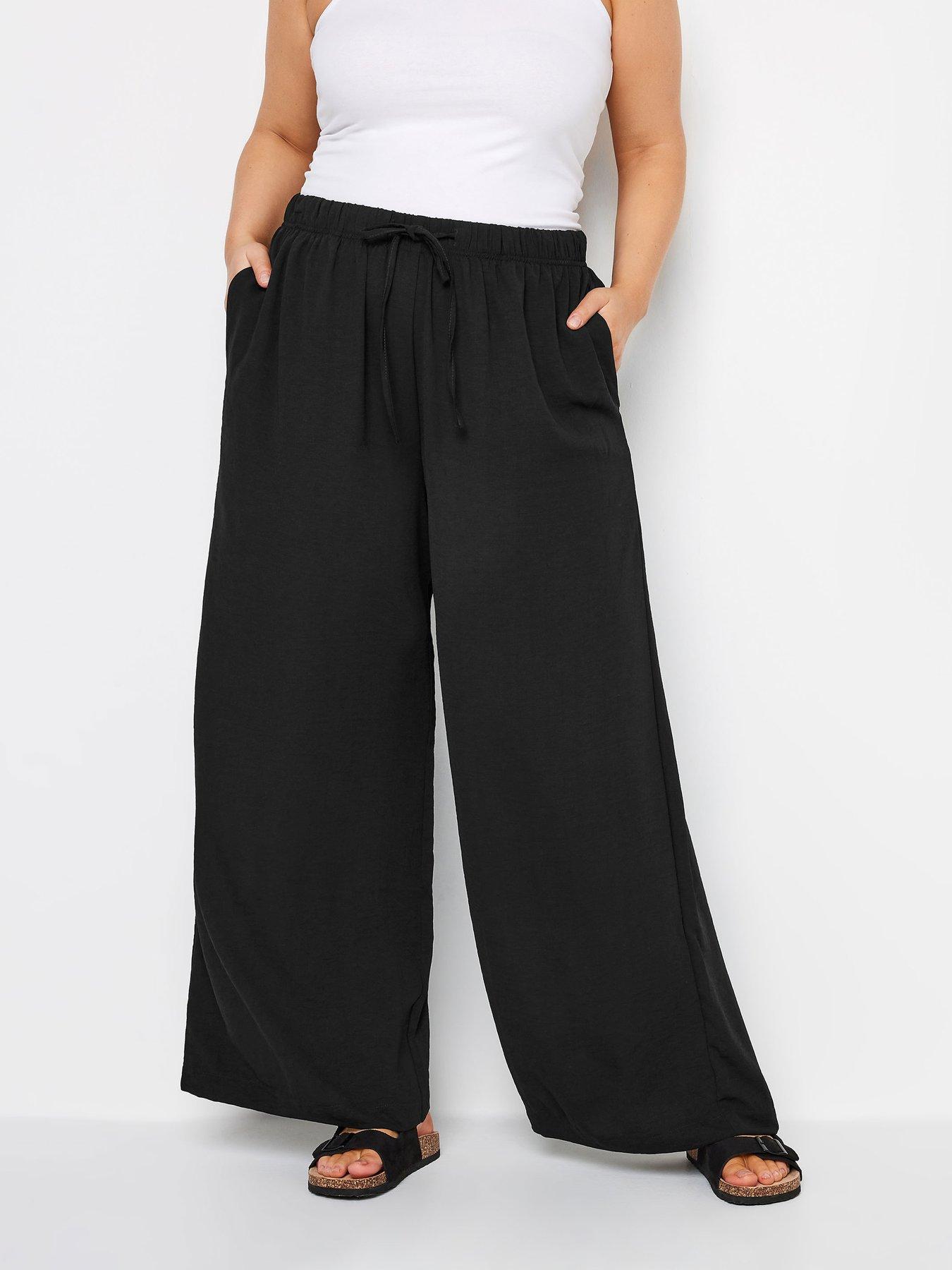 yours-curve-washed-twill-wide-leg-trouser-blackfront