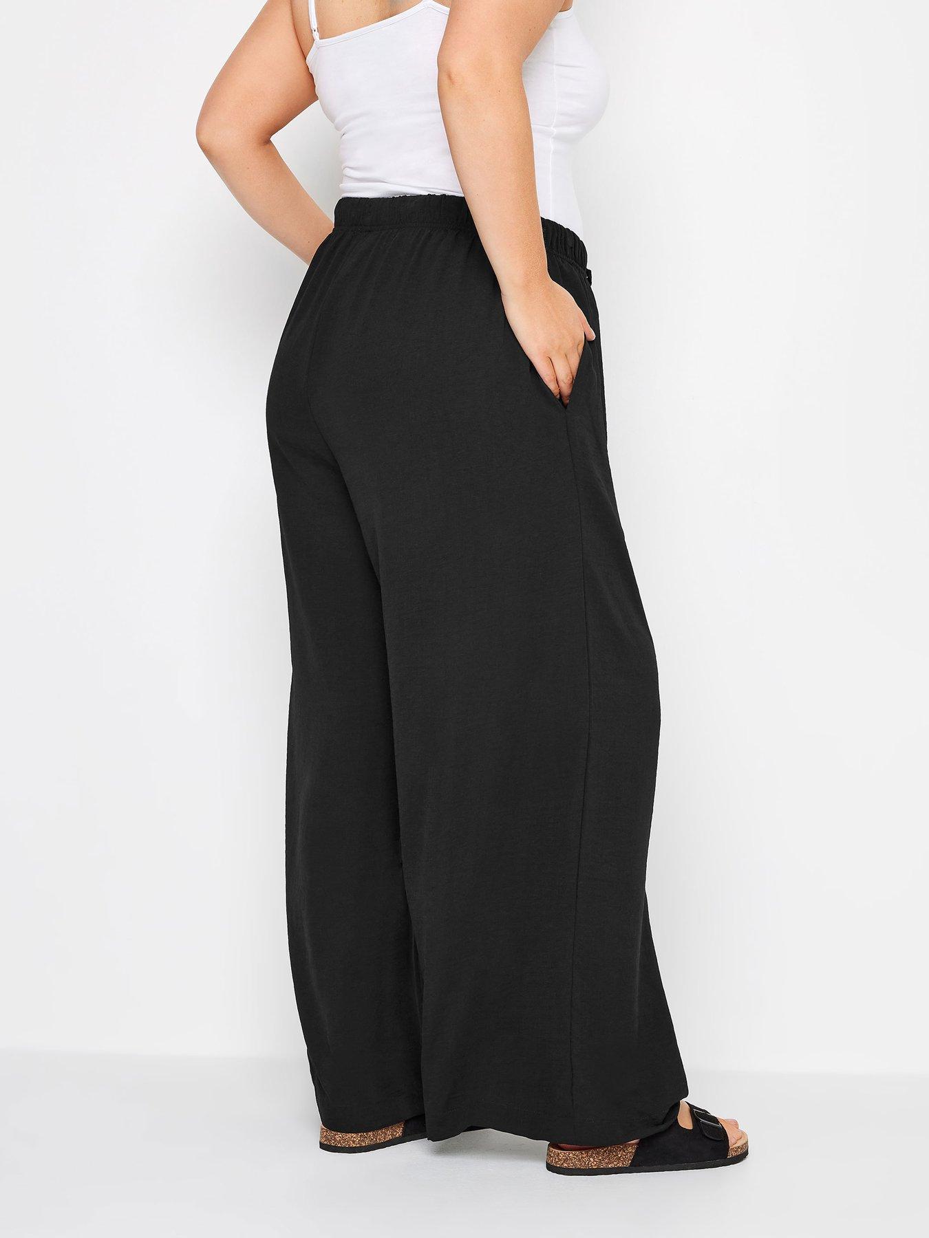 yours-curve-washed-twill-wide-leg-trouser-blackstillFront