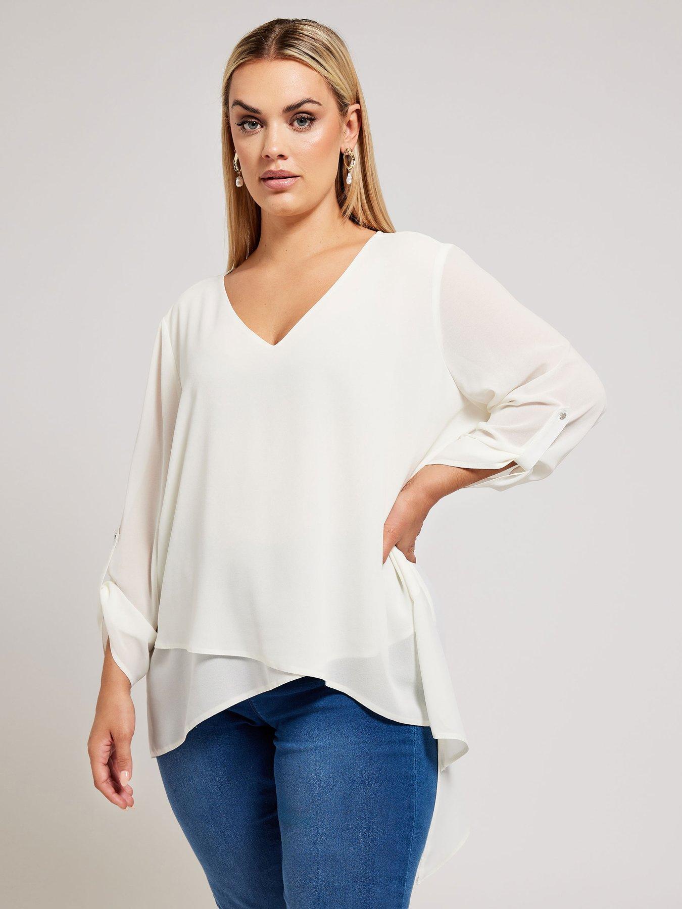 yours-curve-asymmetric-hem-blouse-cream