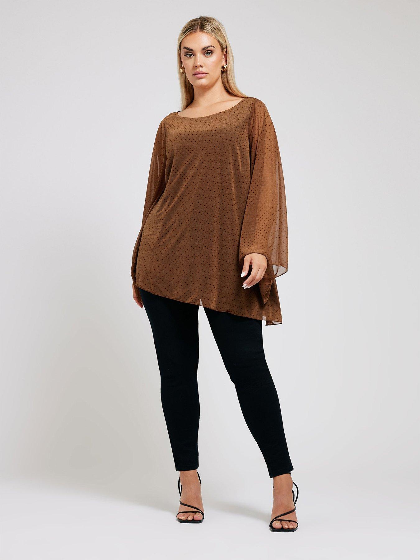 yours-curve-long-sleeve-asymmetric-hem-blouse-brown-spotback