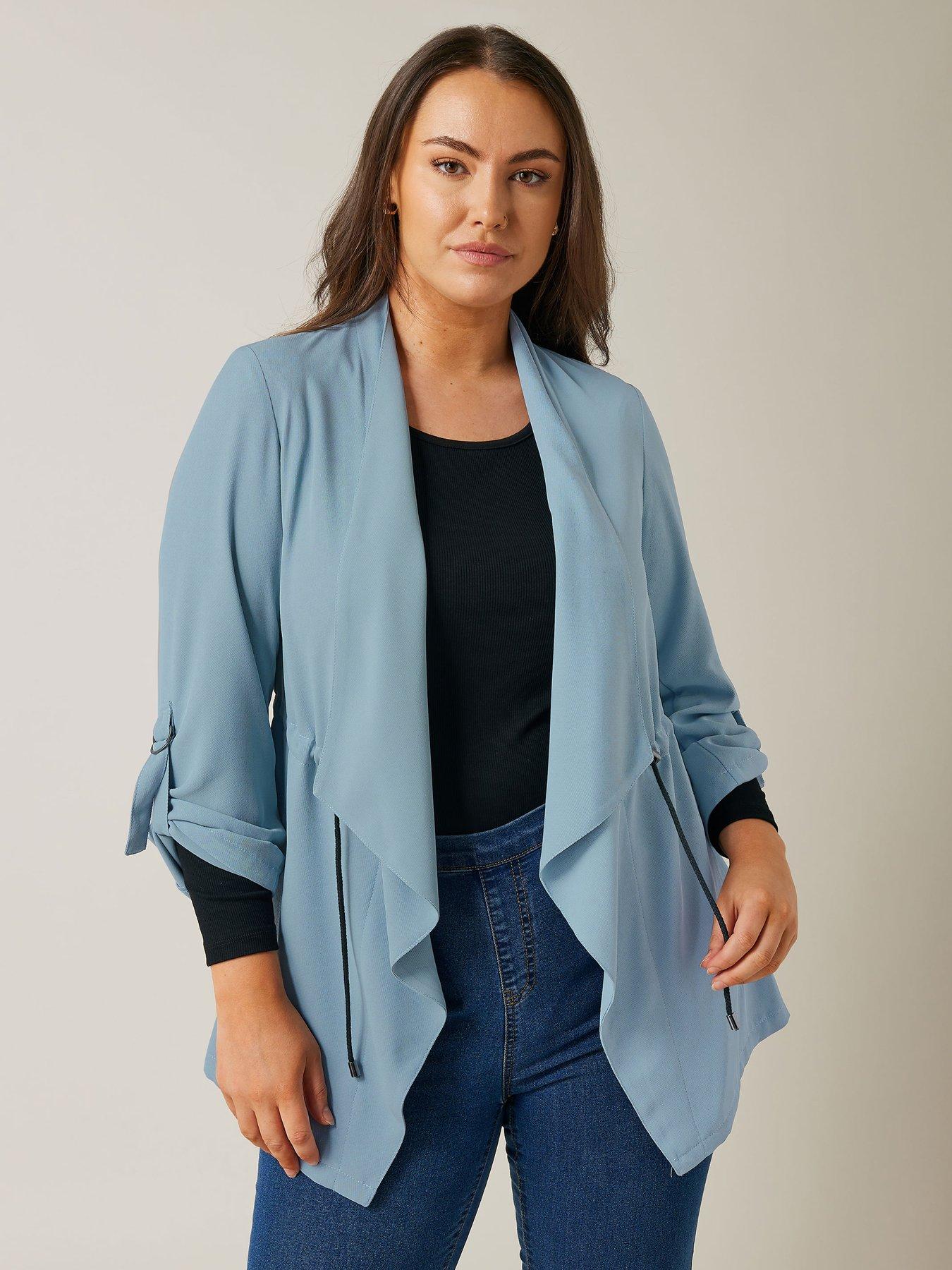 Image 1 of 4 of Evans Waist String Waterfall Jacket - Blue