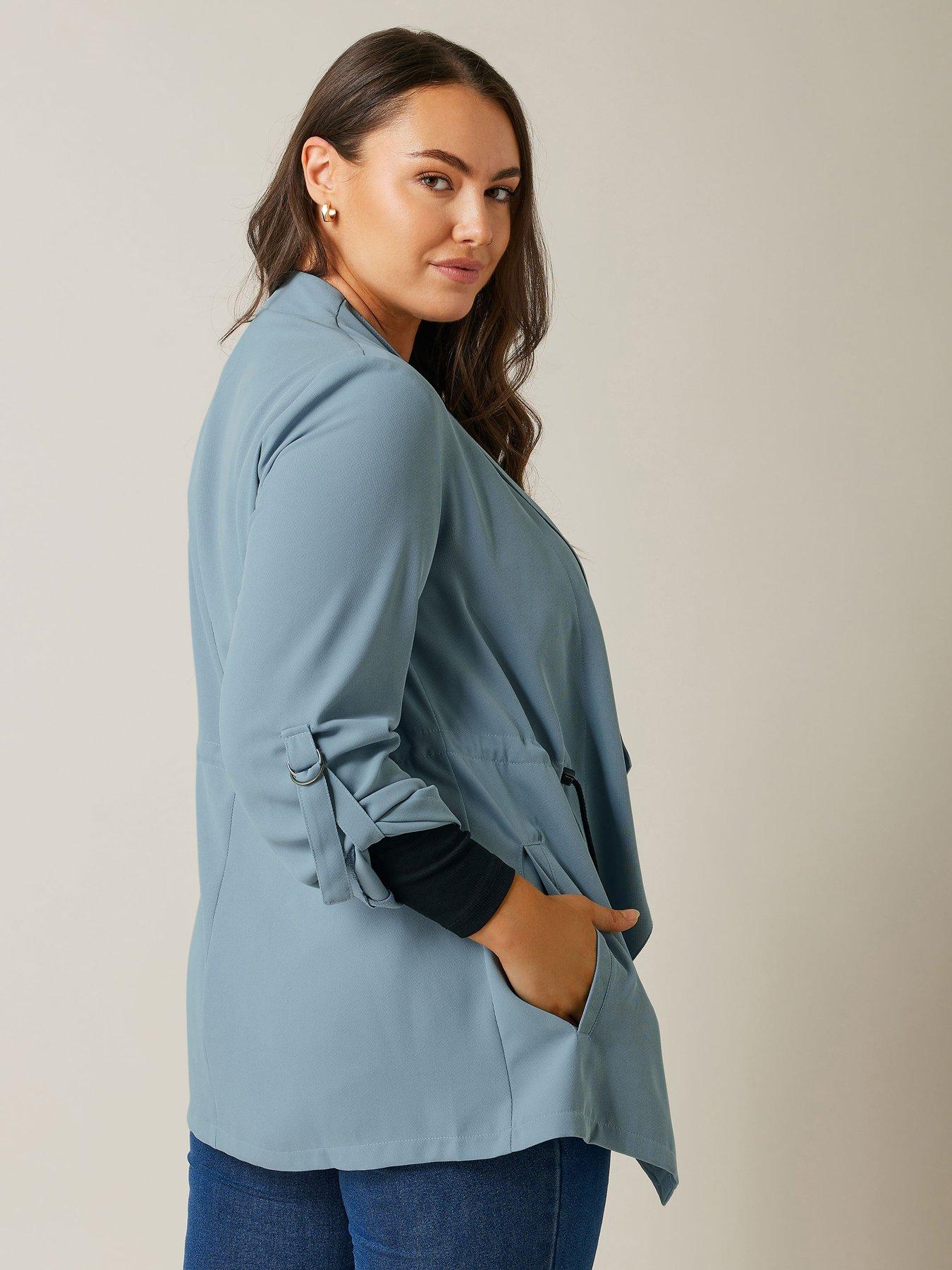 Image 2 of 4 of Evans Waist String Waterfall Jacket - Blue