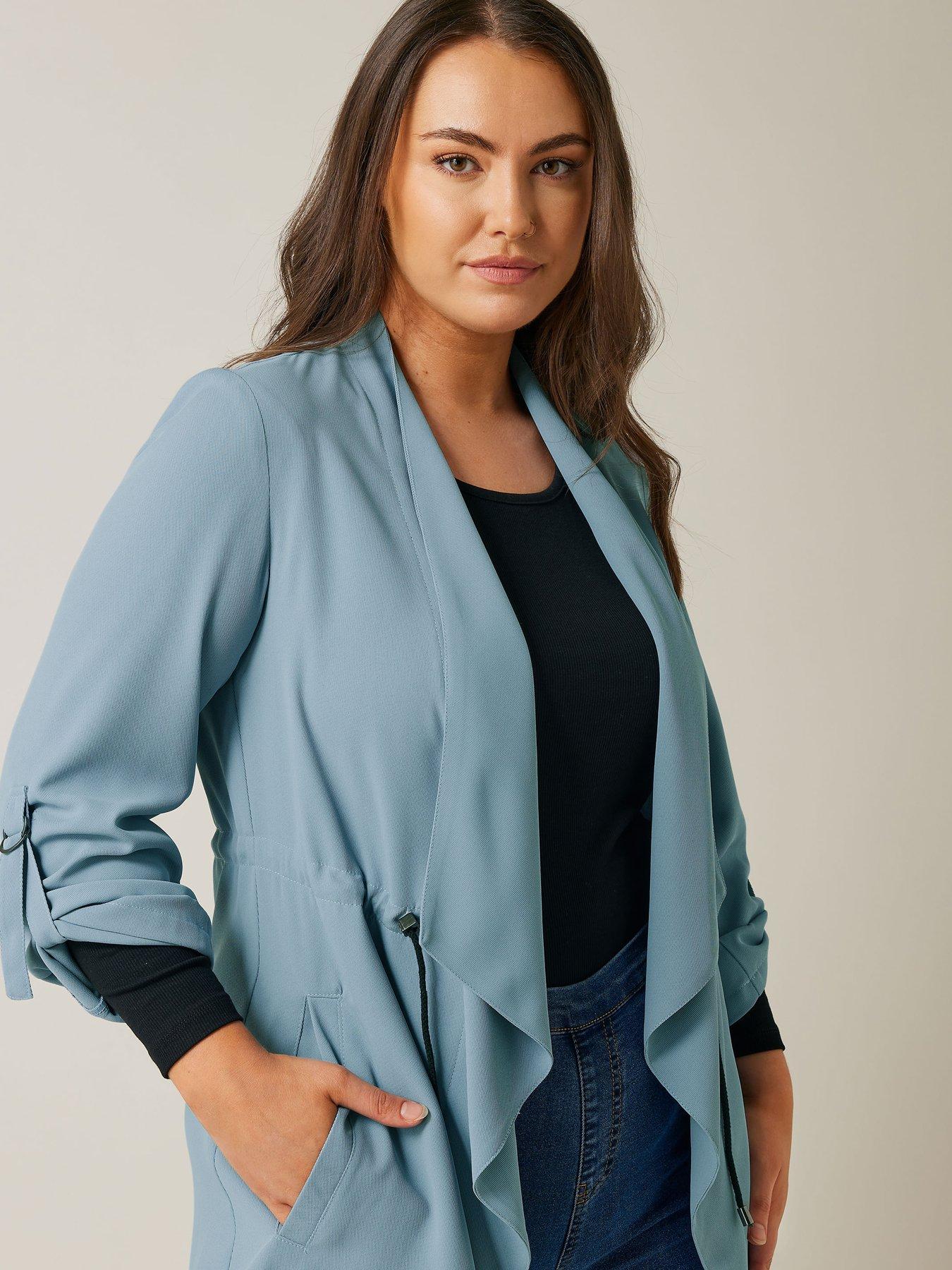 Image 4 of 4 of Evans Waist String Waterfall Jacket - Blue