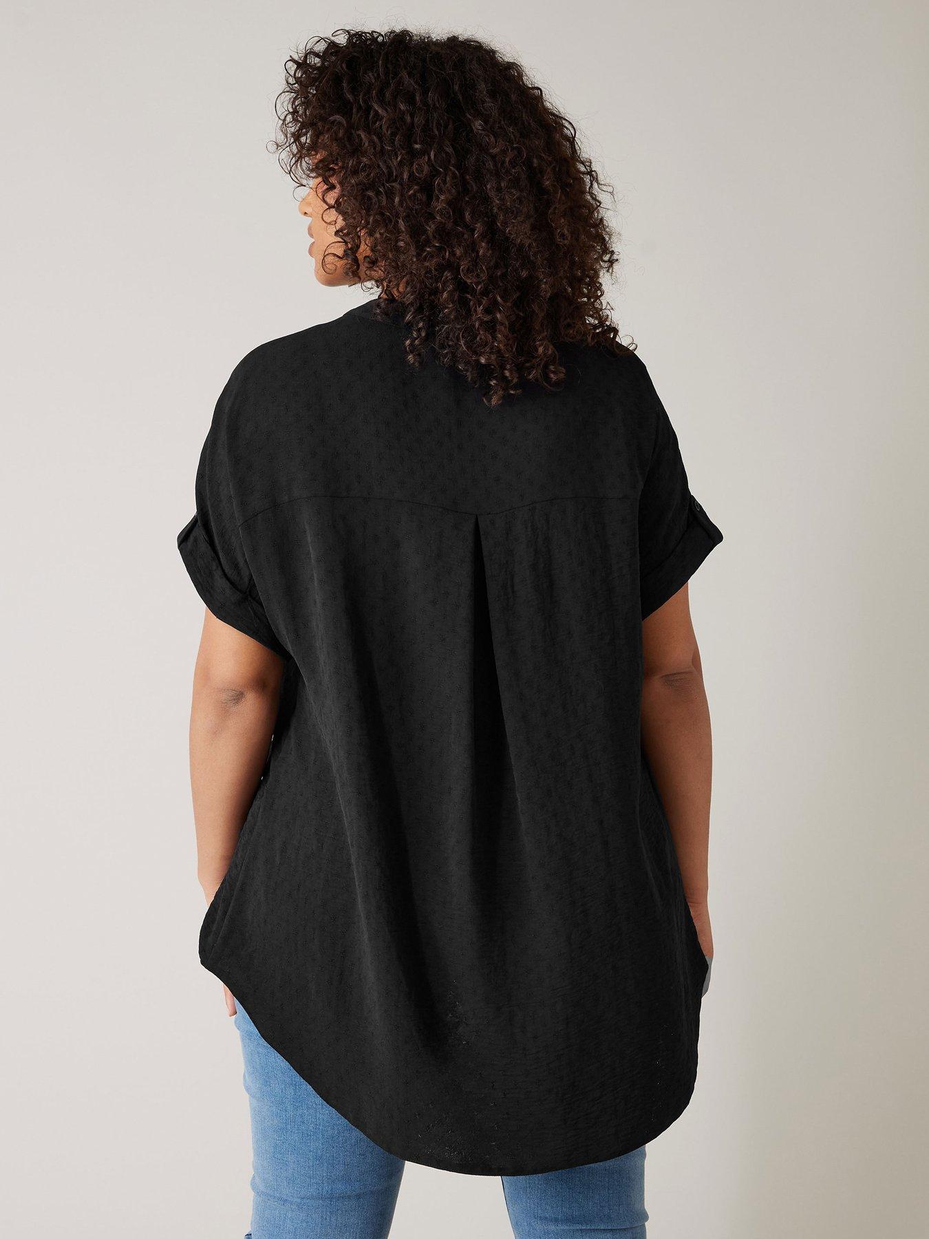 evans-yoke-button-thru-grown-on-sleeve-blouse-blackstillFront