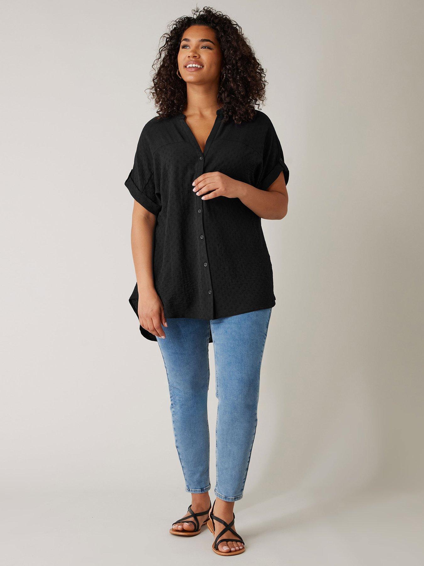 evans-yoke-button-thru-grown-on-sleeve-blouse-blackback