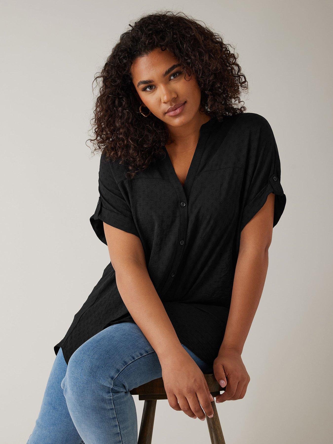 evans-yoke-button-thru-grown-on-sleeve-blouse-blackoutfit