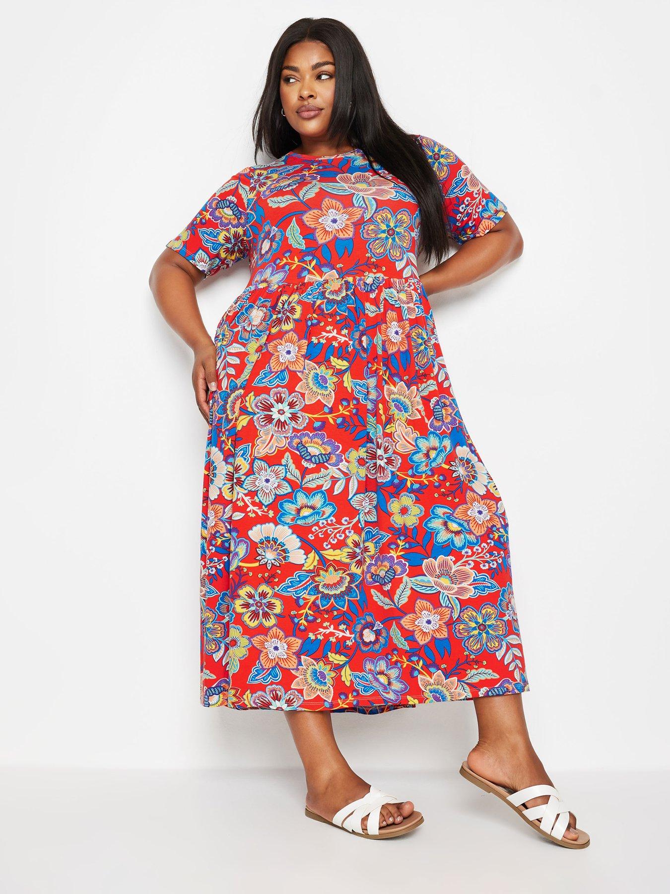 yours-curve-throw-on-smock-block-floral-dress-red