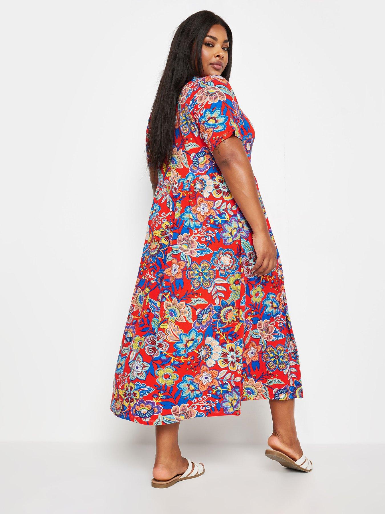 yours-curve-throw-on-smock-block-floral-dress-redstillFront