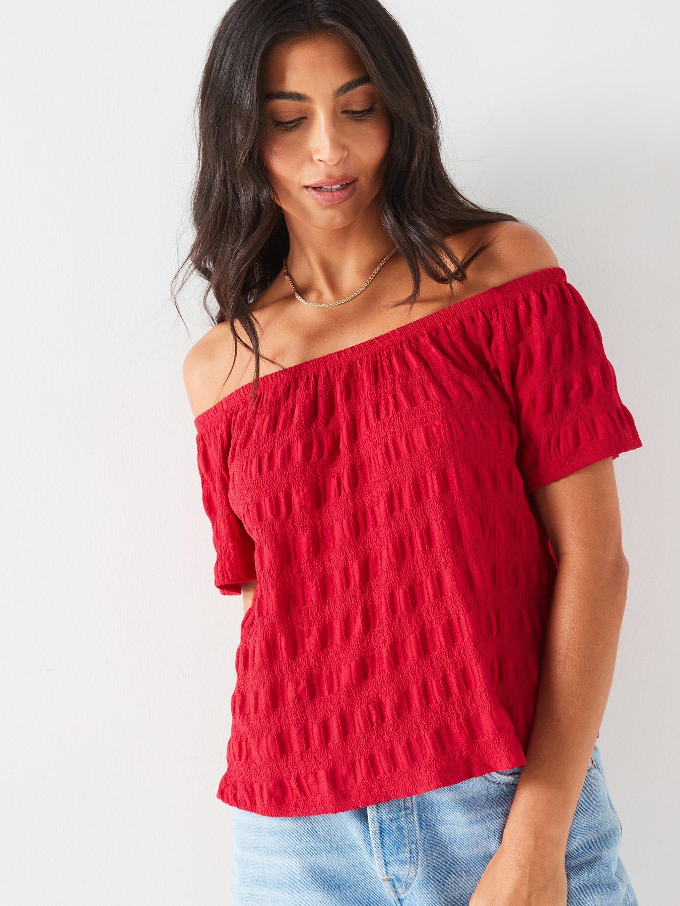 v-by-very-bardot-textured-top-redoutfit