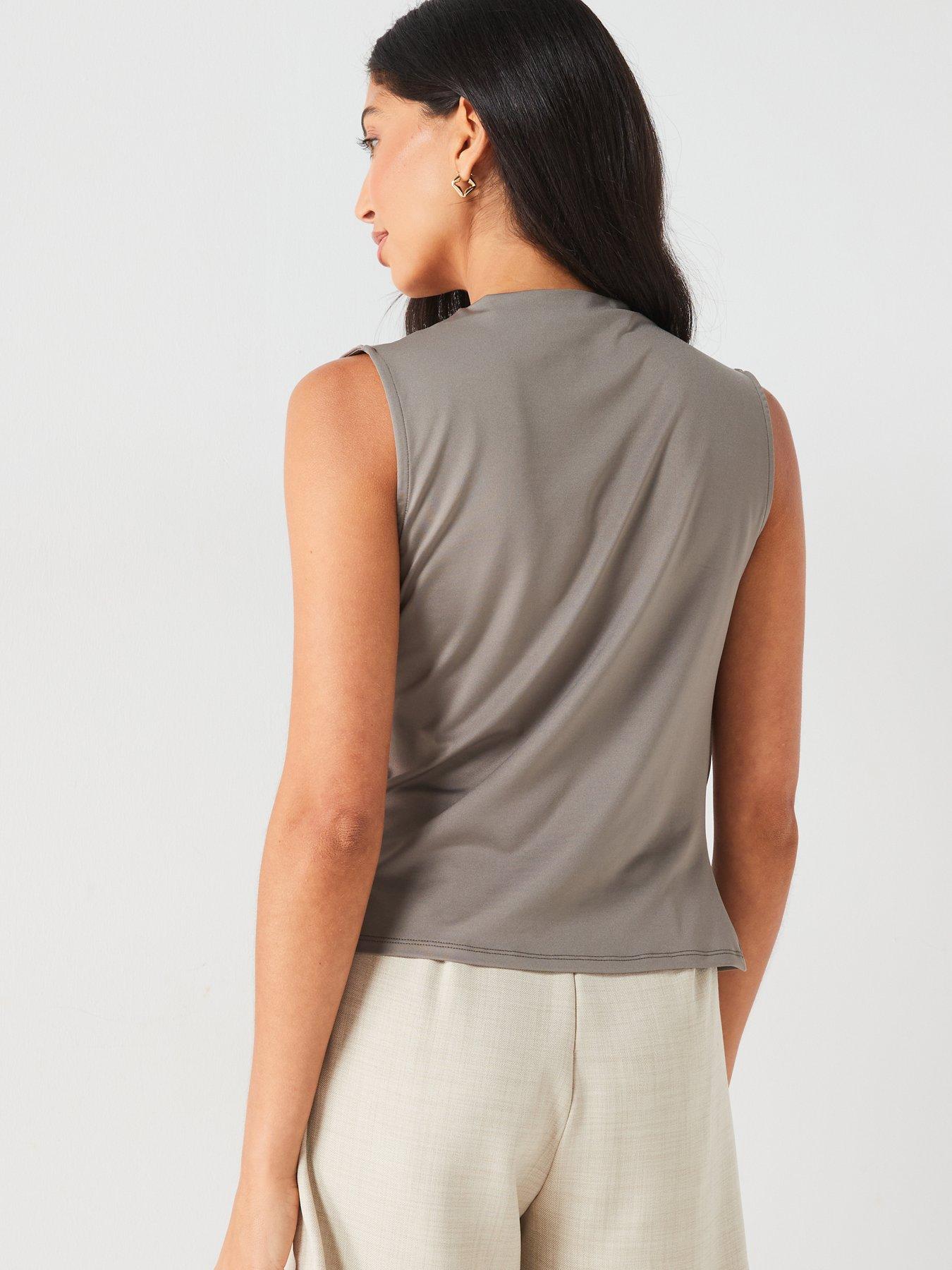 v-by-very-slinky-ruched-sleeveless-top-greystillFront