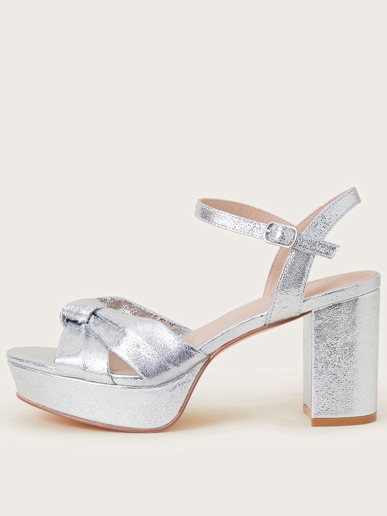 undefined Twist Knot Platform Heels - Silver