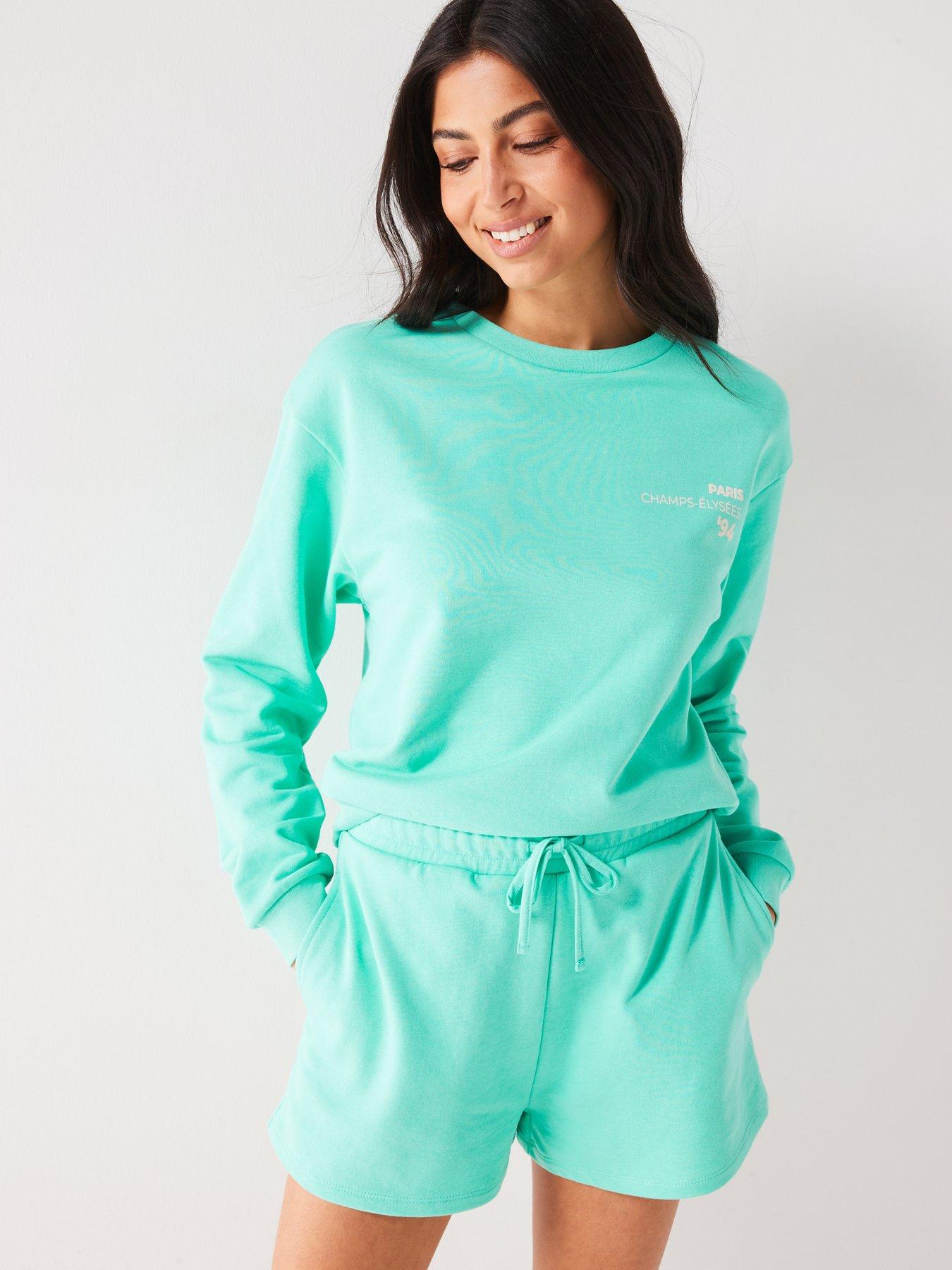 Mint green sweat shorts hotsell