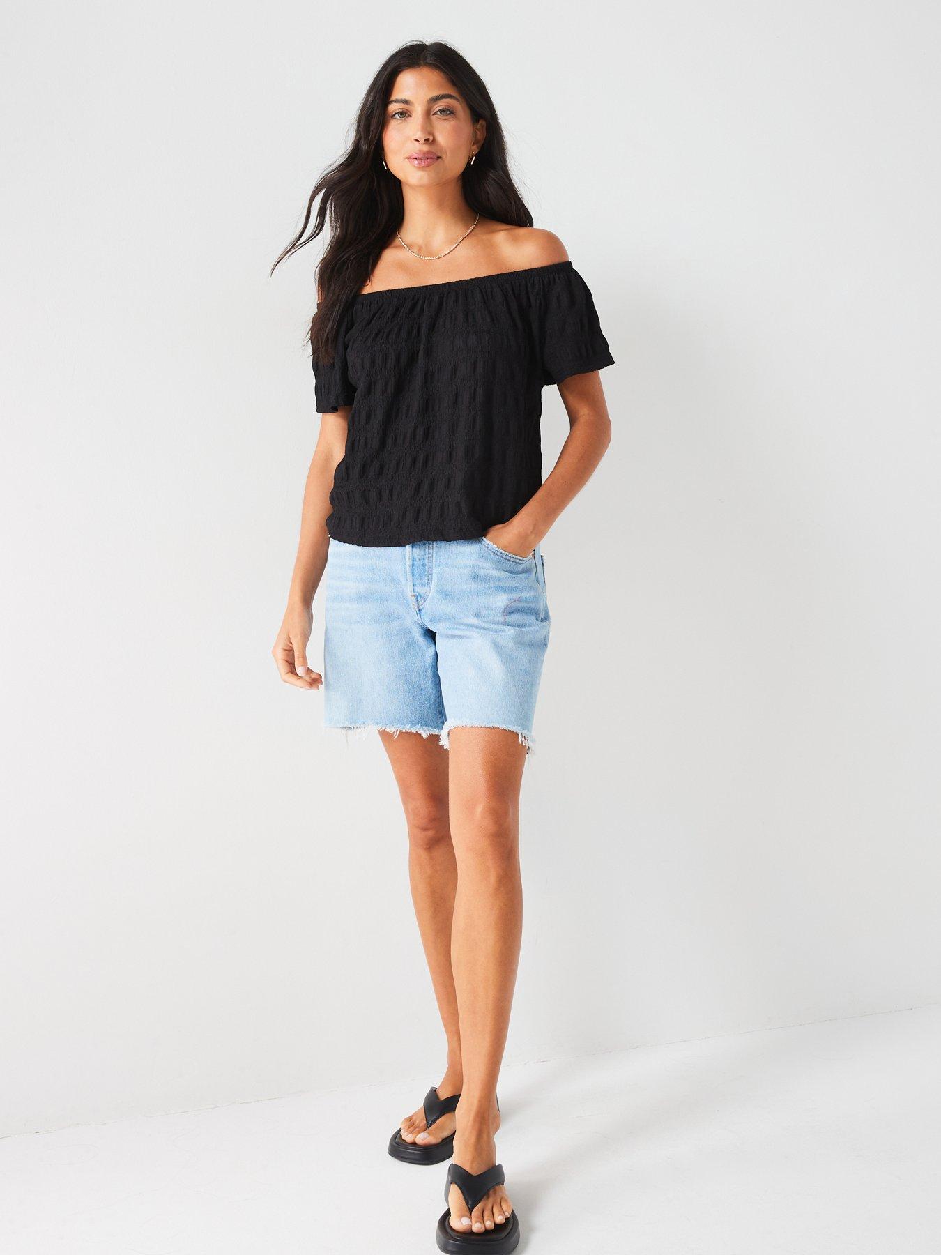 v-by-very-bardot-textured-top-blackback