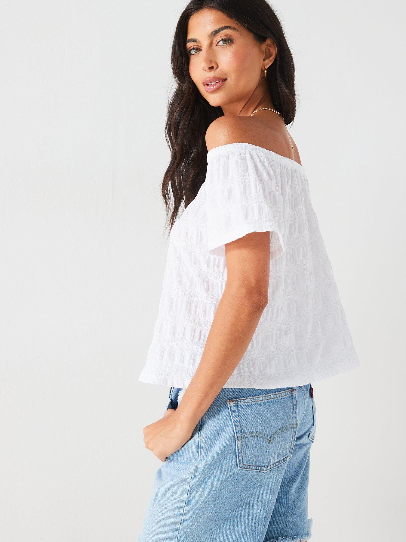 v-by-very-bardot-textured-top-whitenbspstillFront