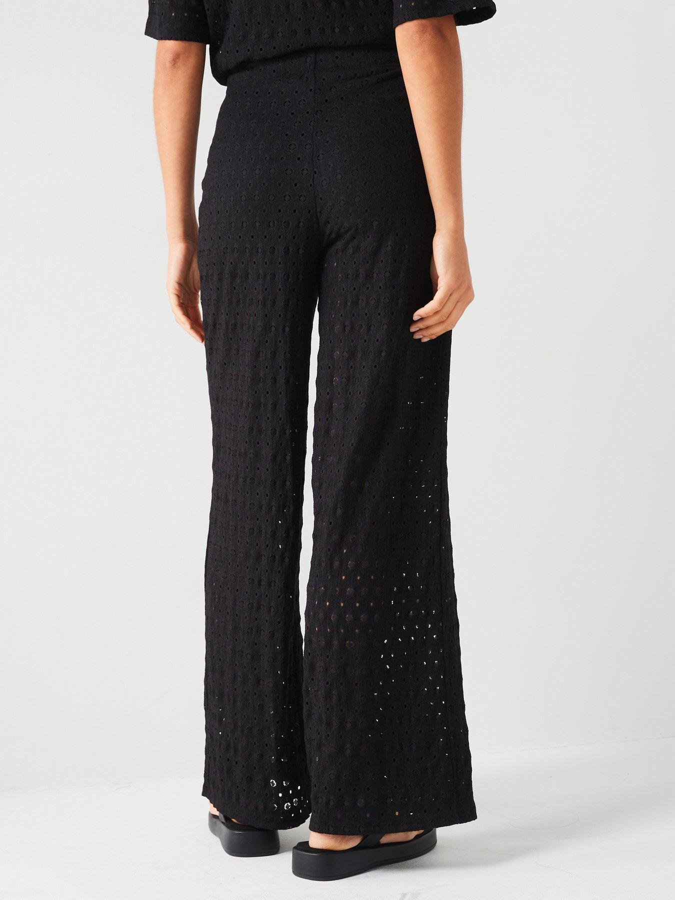 v-by-very-crochet-flare-trousers-blacknbspstillFront